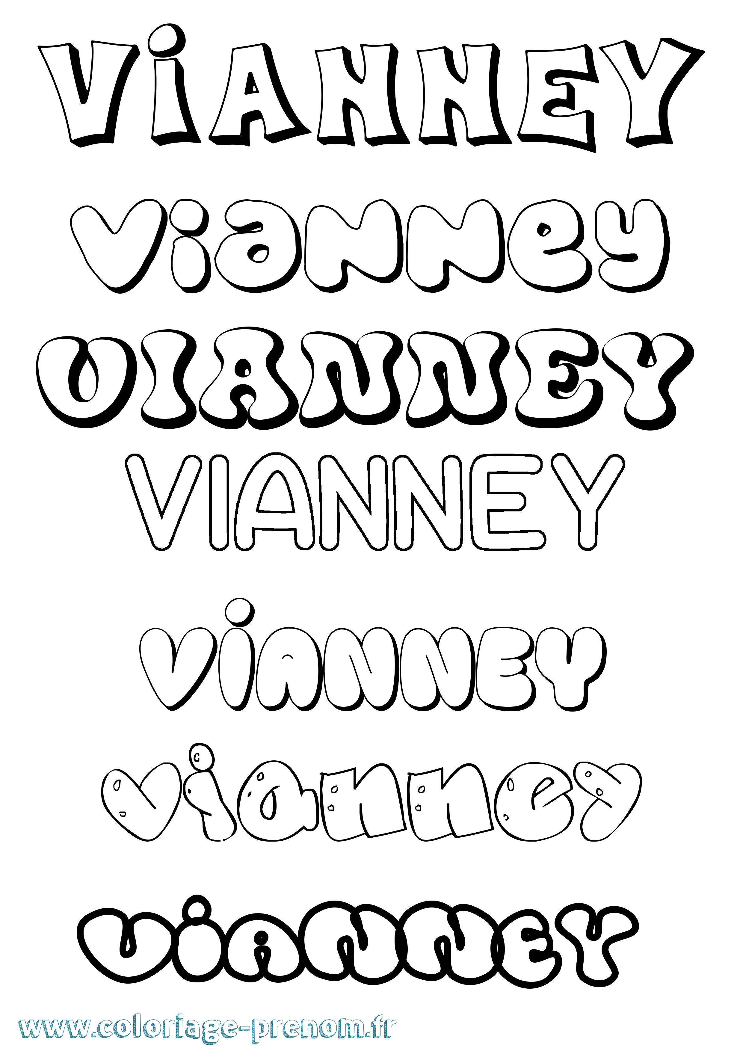 Coloriage prénom Vianney Bubble