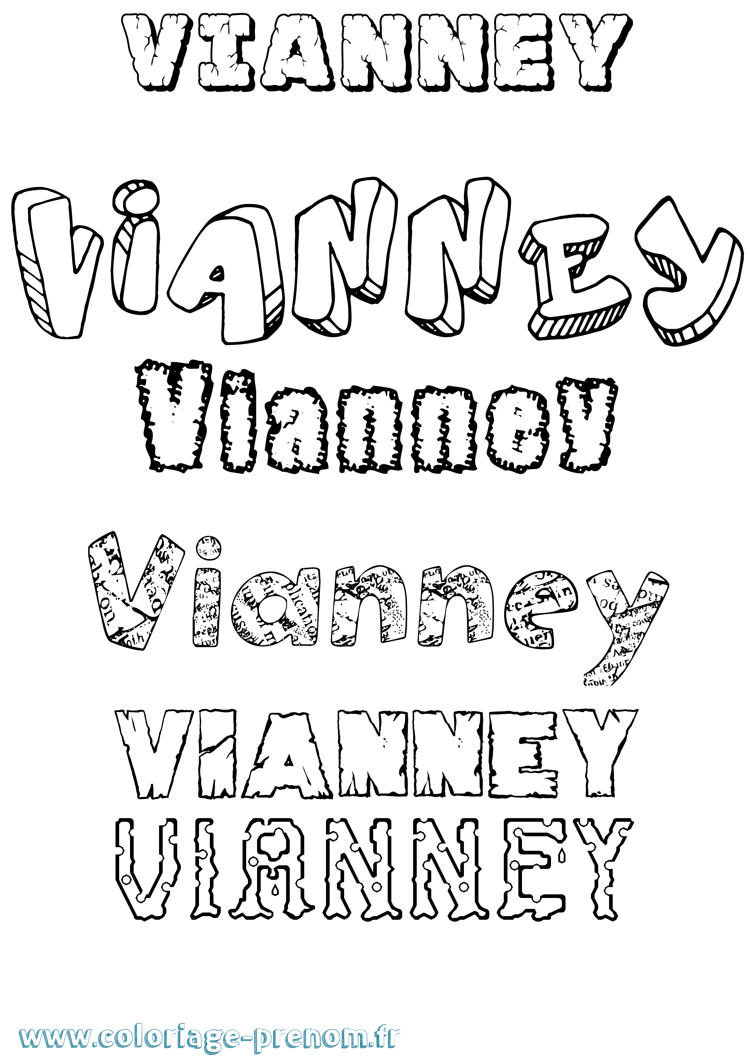 Coloriage prénom Vianney Destructuré