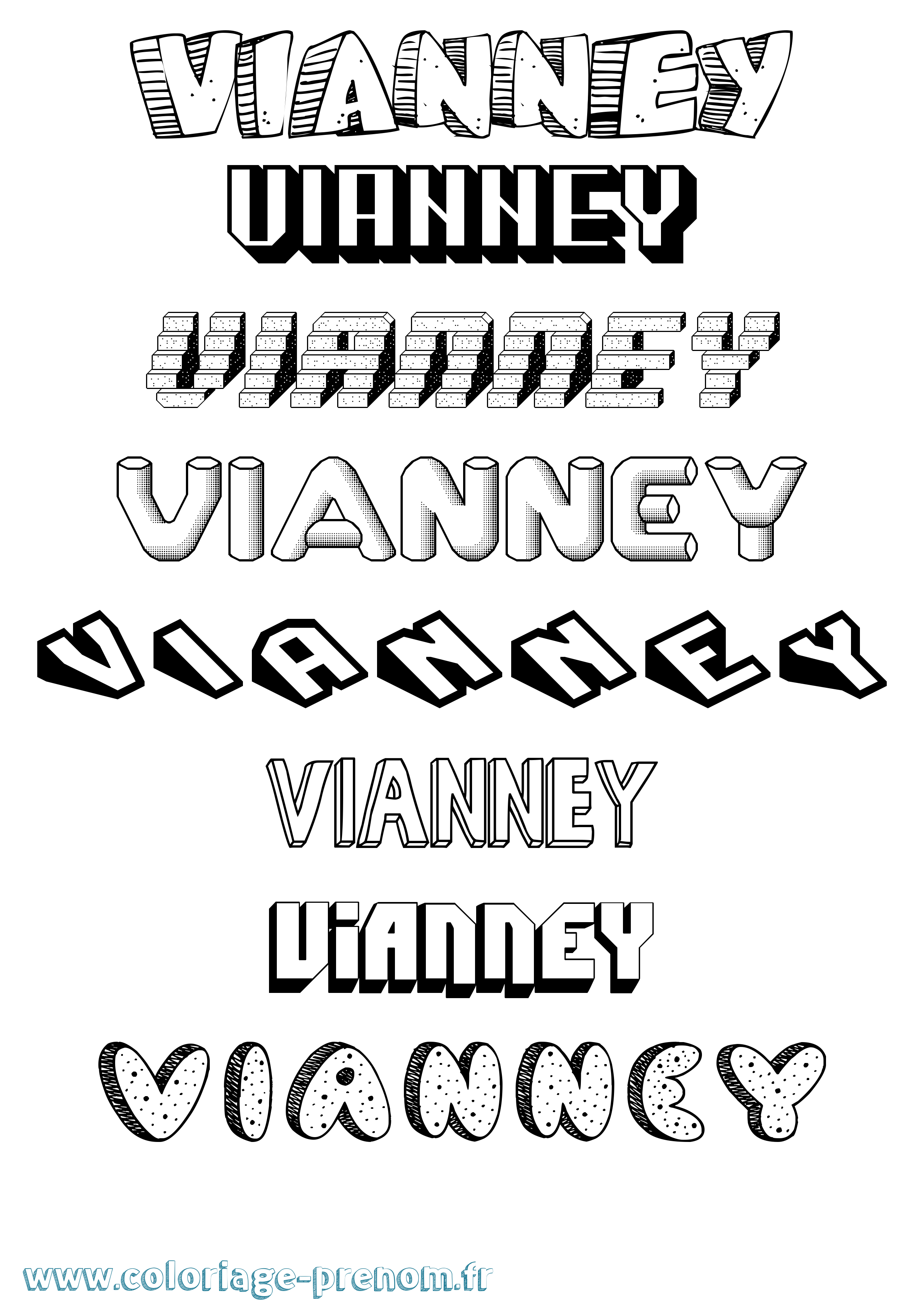 Coloriage prénom Vianney Effet 3D