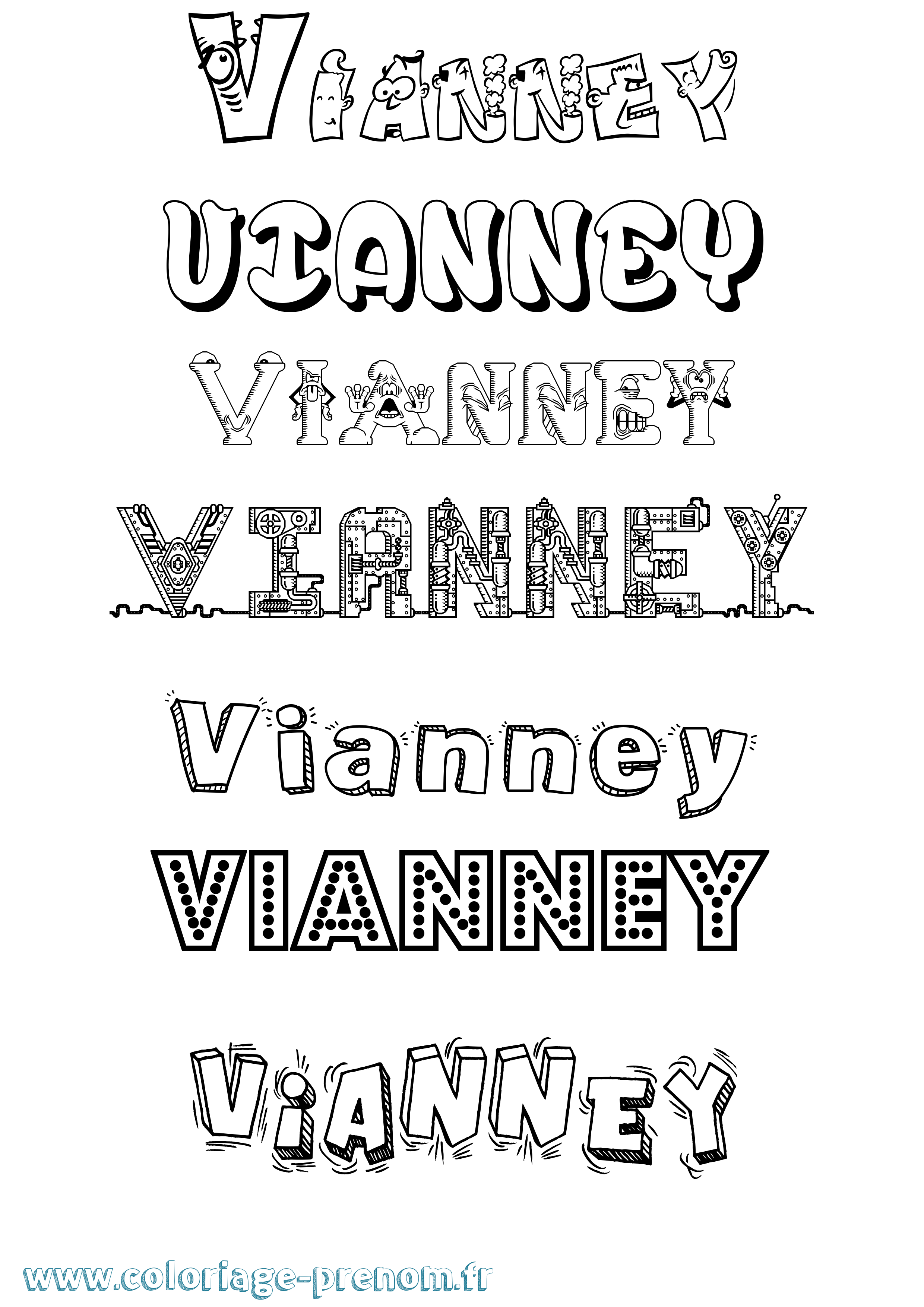 Coloriage prénom Vianney Fun