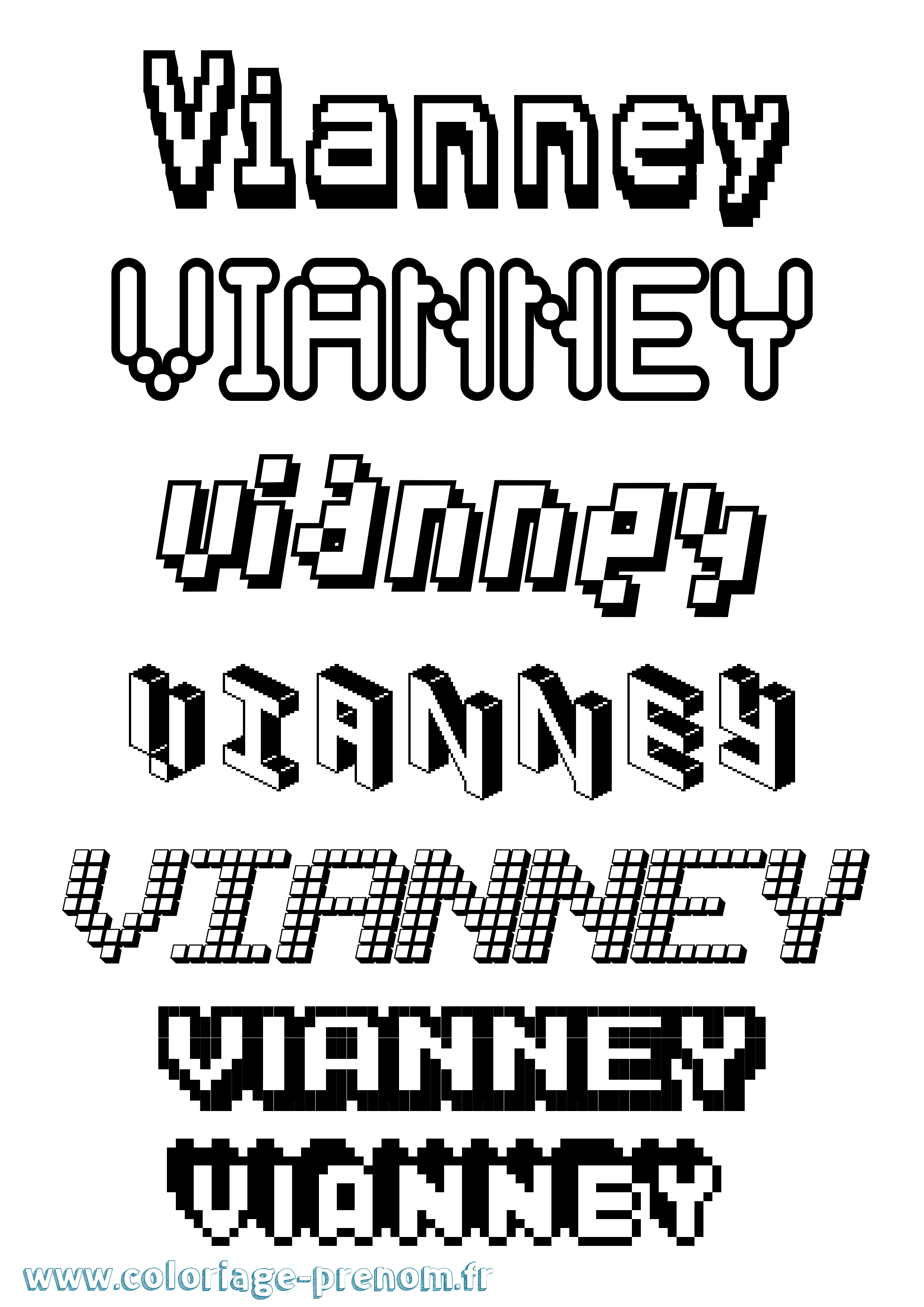 Coloriage prénom Vianney Pixel