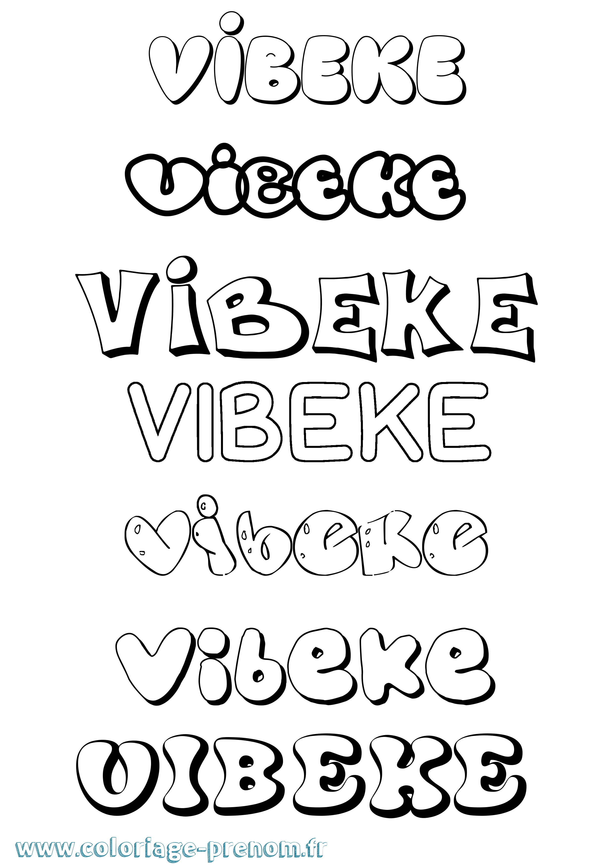 Coloriage prénom Vibeke Bubble
