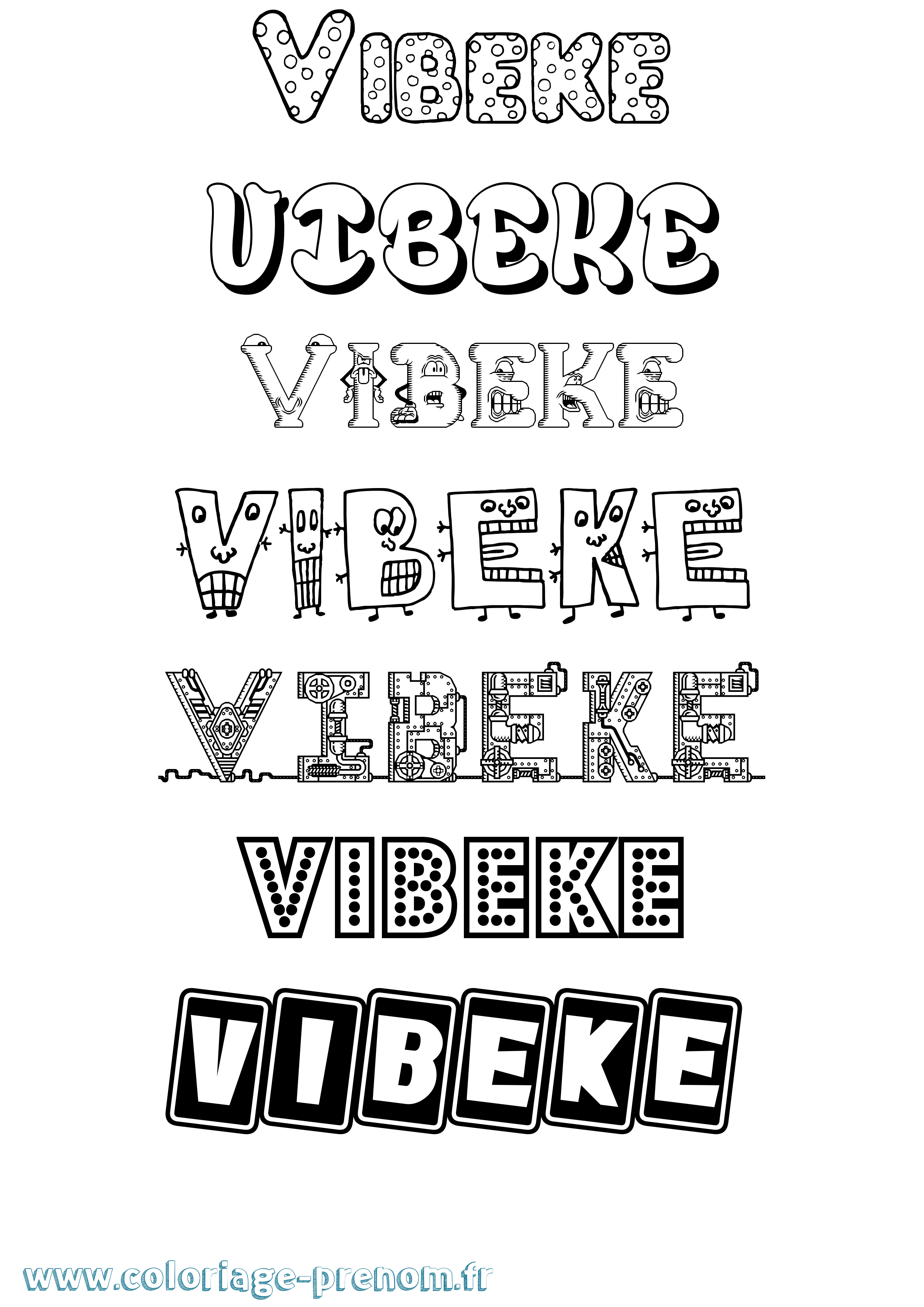 Coloriage prénom Vibeke Fun