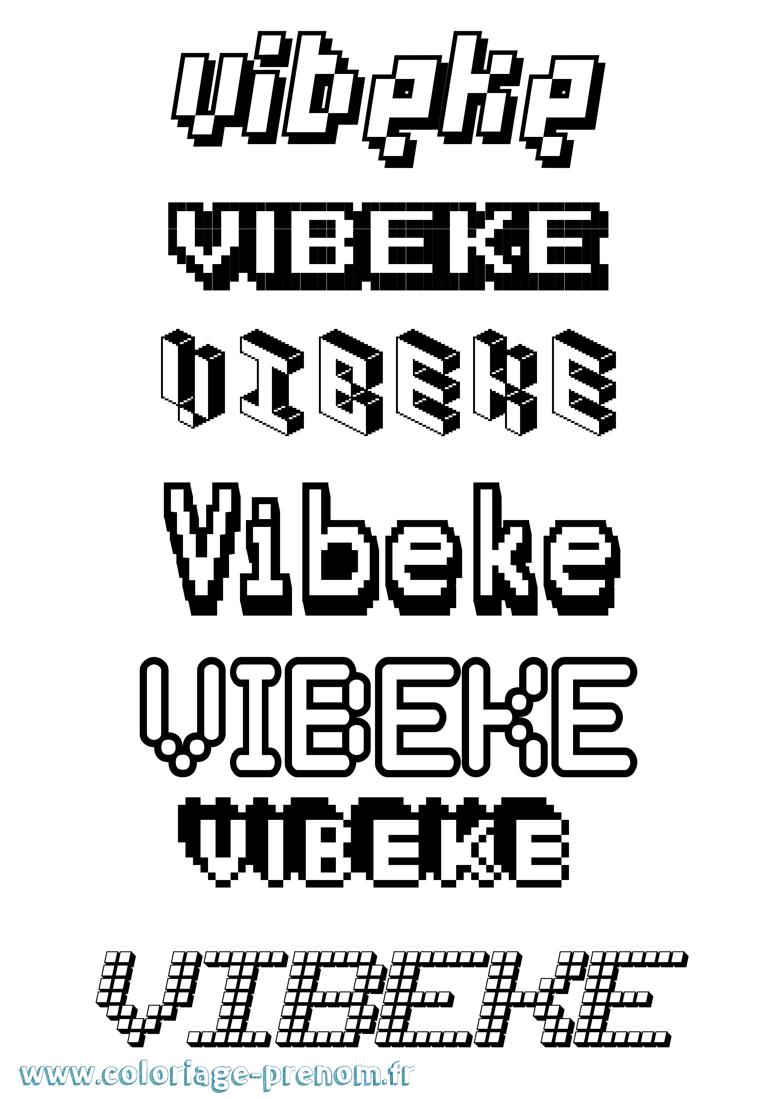 Coloriage prénom Vibeke Pixel