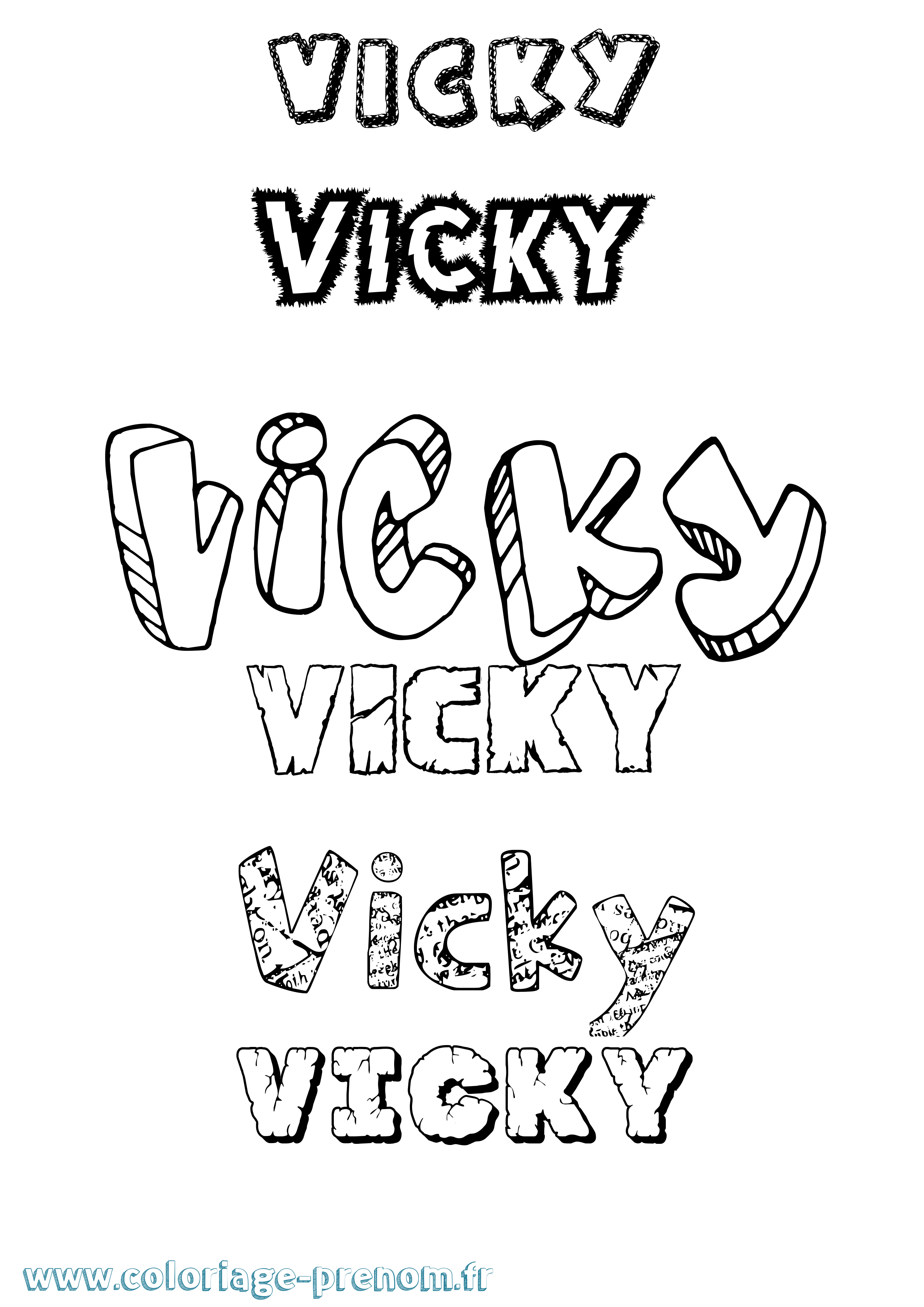 Coloriage prénom Vicky Destructuré