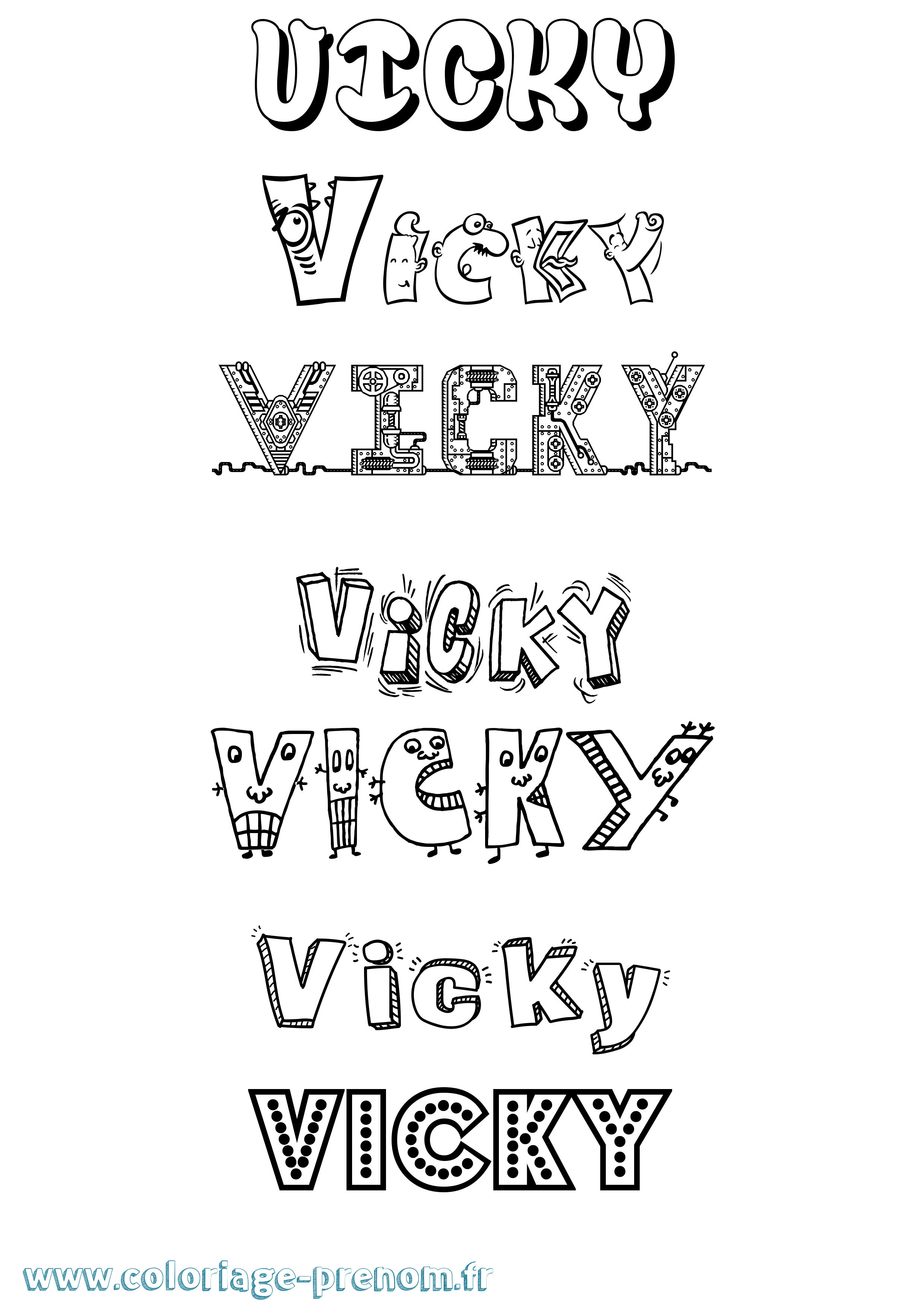 Coloriage prénom Vicky Fun