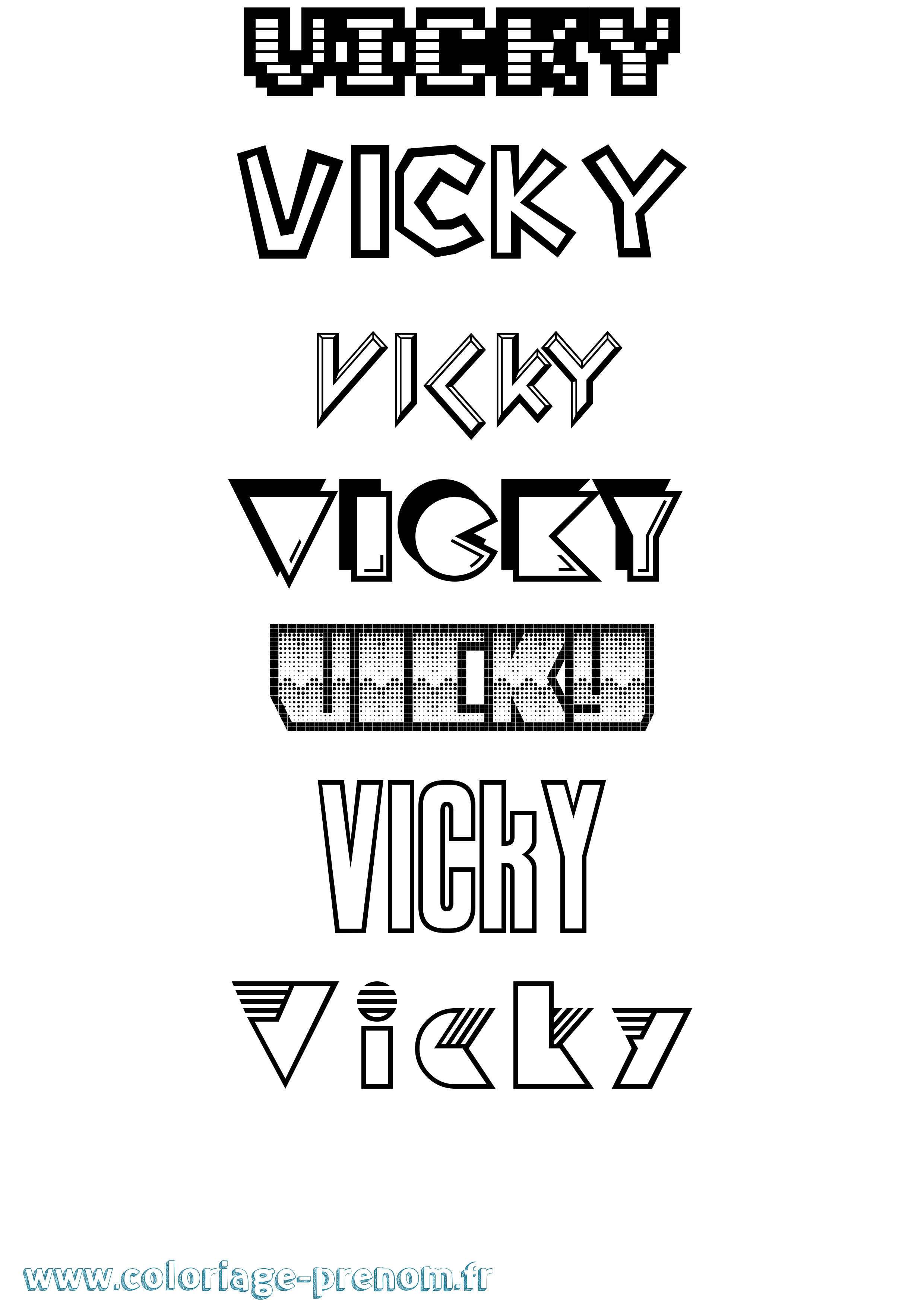 Coloriage prénom Vicky Jeux Vidéos