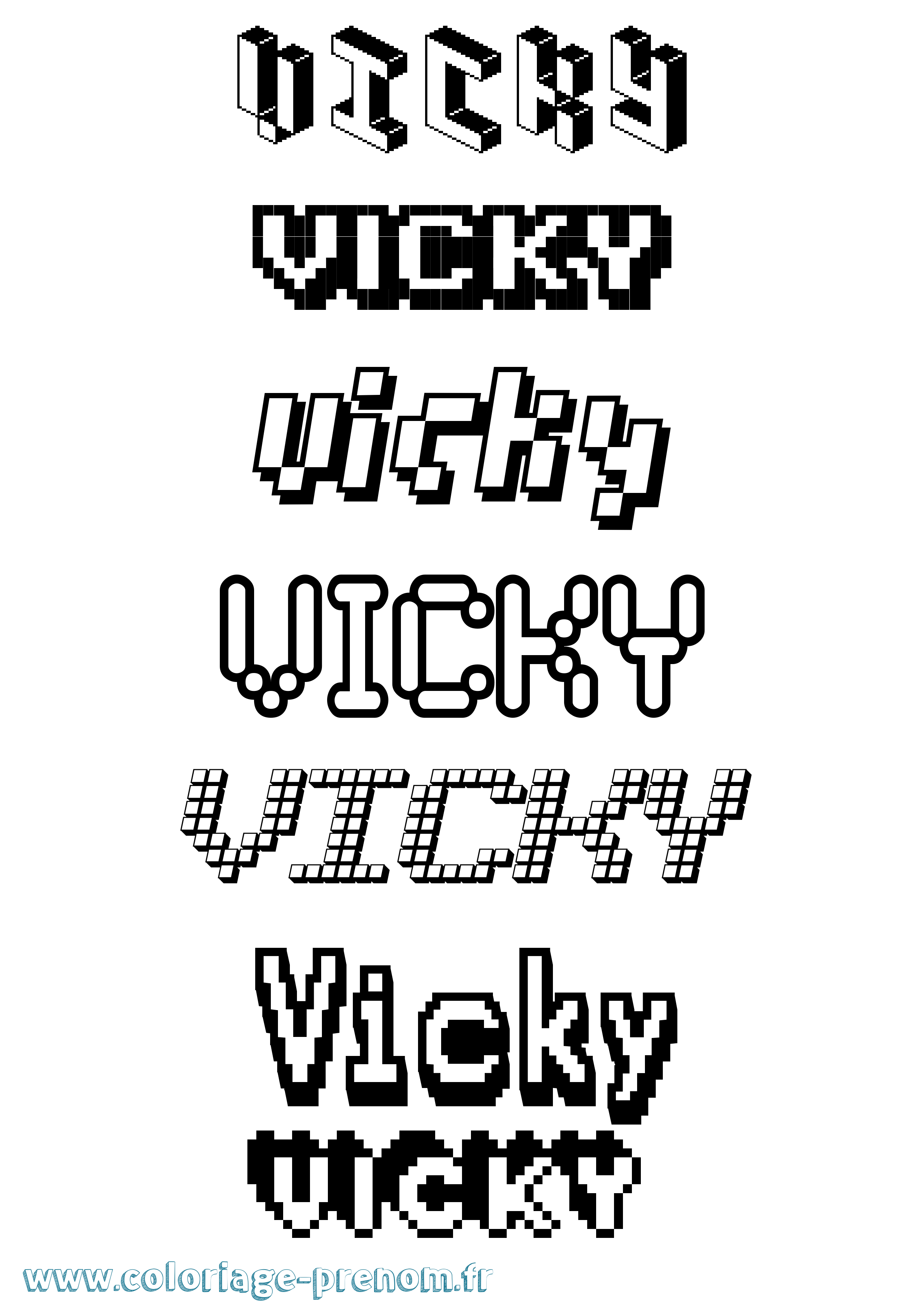 Coloriage prénom Vicky Pixel