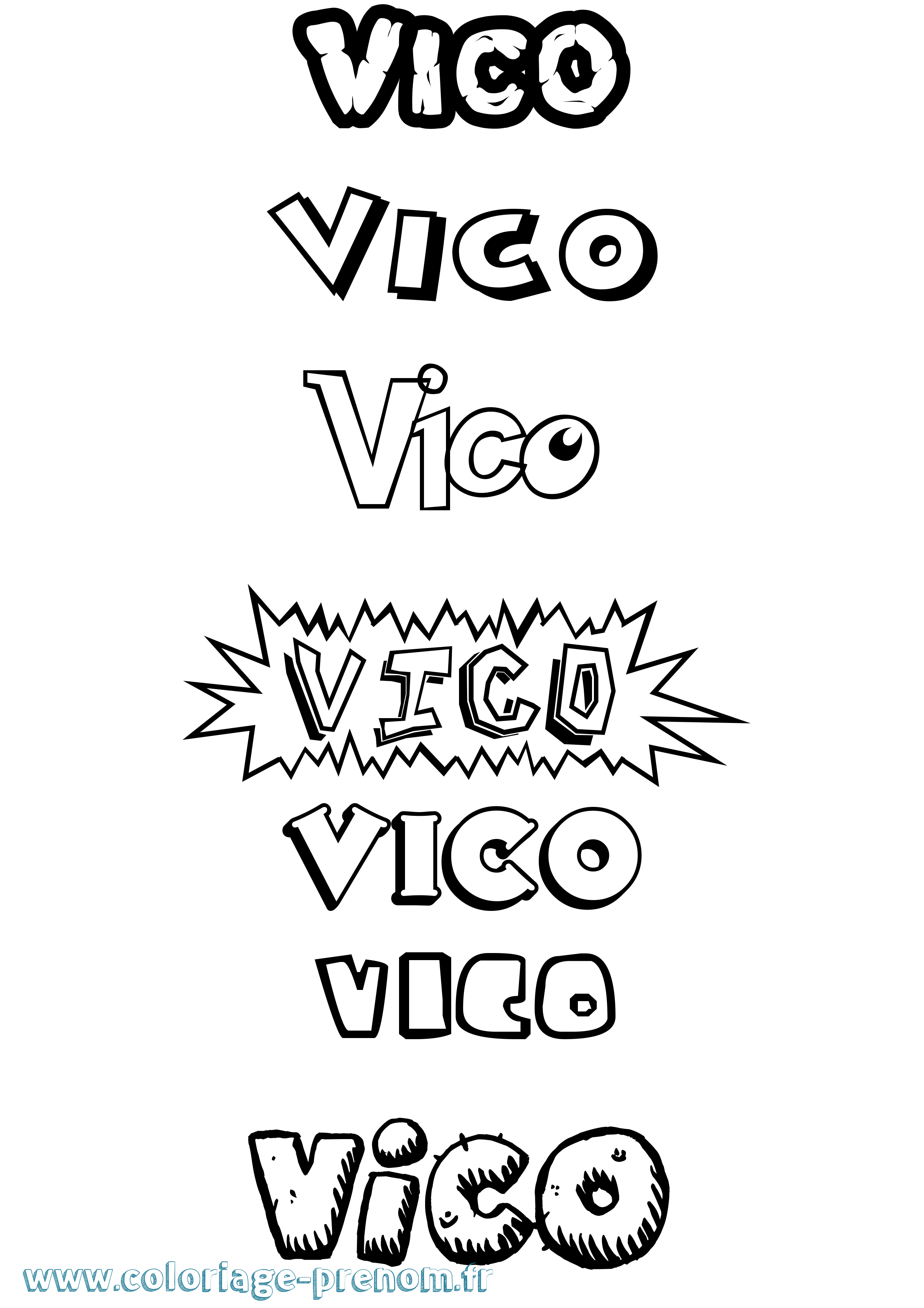 Coloriage Vico Dessin Animé Coloriage prénom Vico Dessin Animé