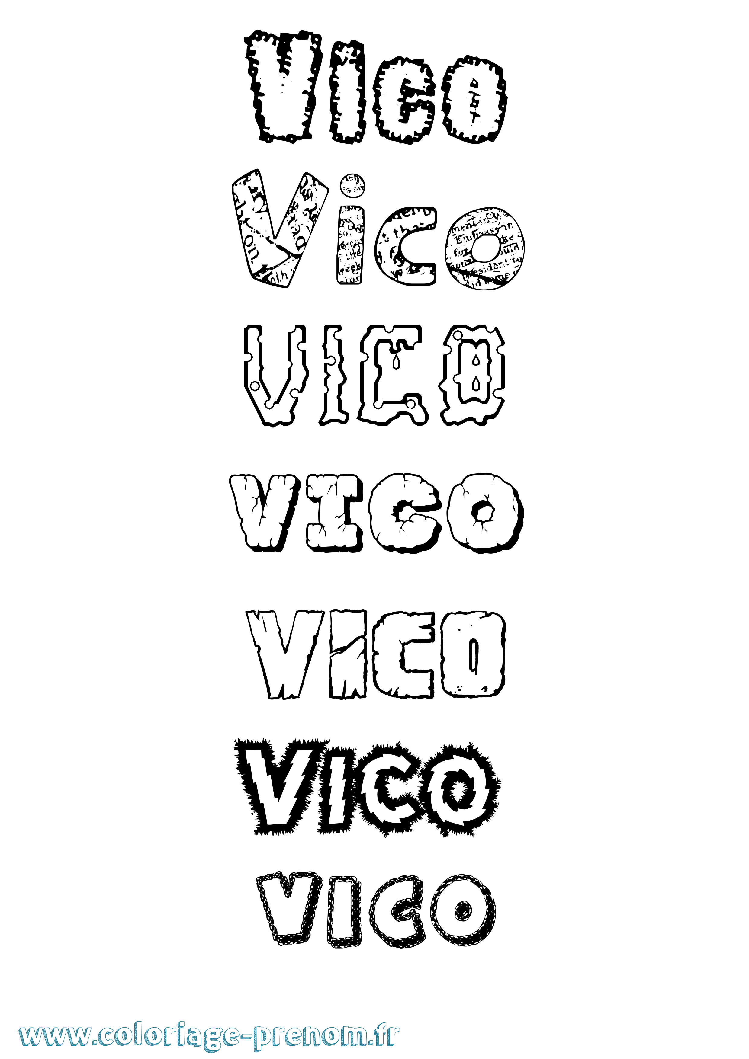 Coloriage Vico Destructuré Coloriage prénom Vico Destructuré