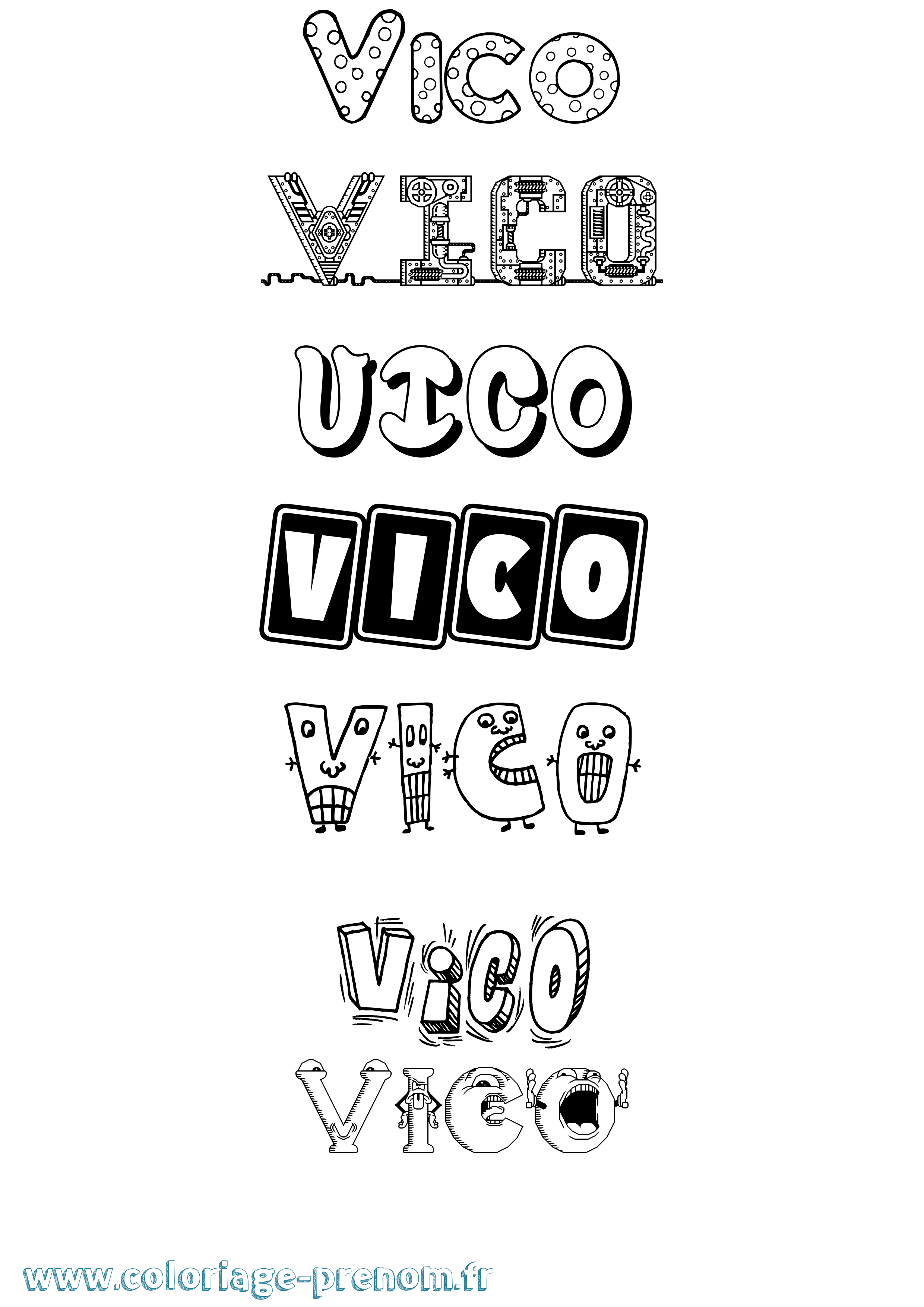 Coloriage prénom Vico Fun