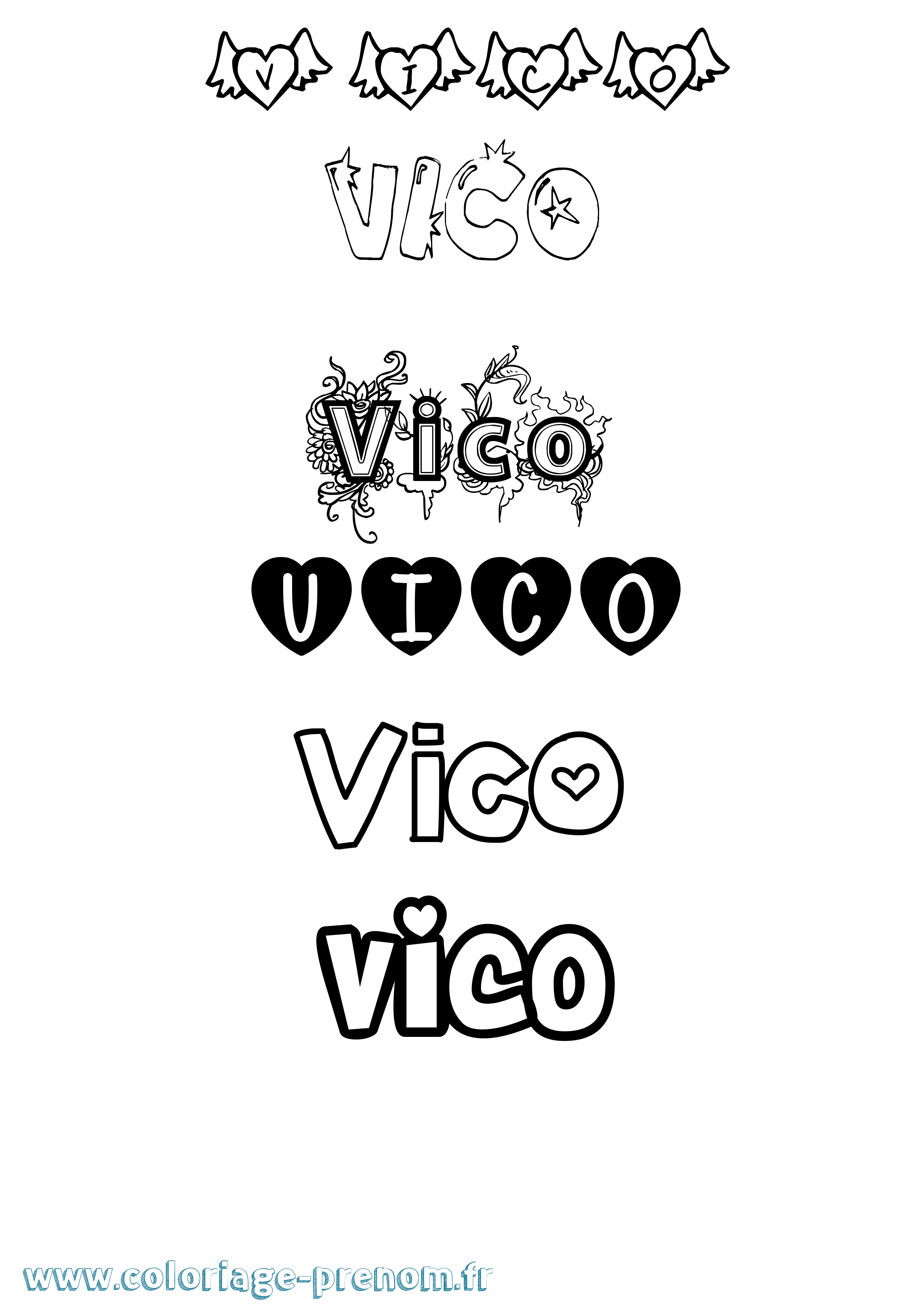 Coloriage Vico Girly Coloriage prénom Vico Girly