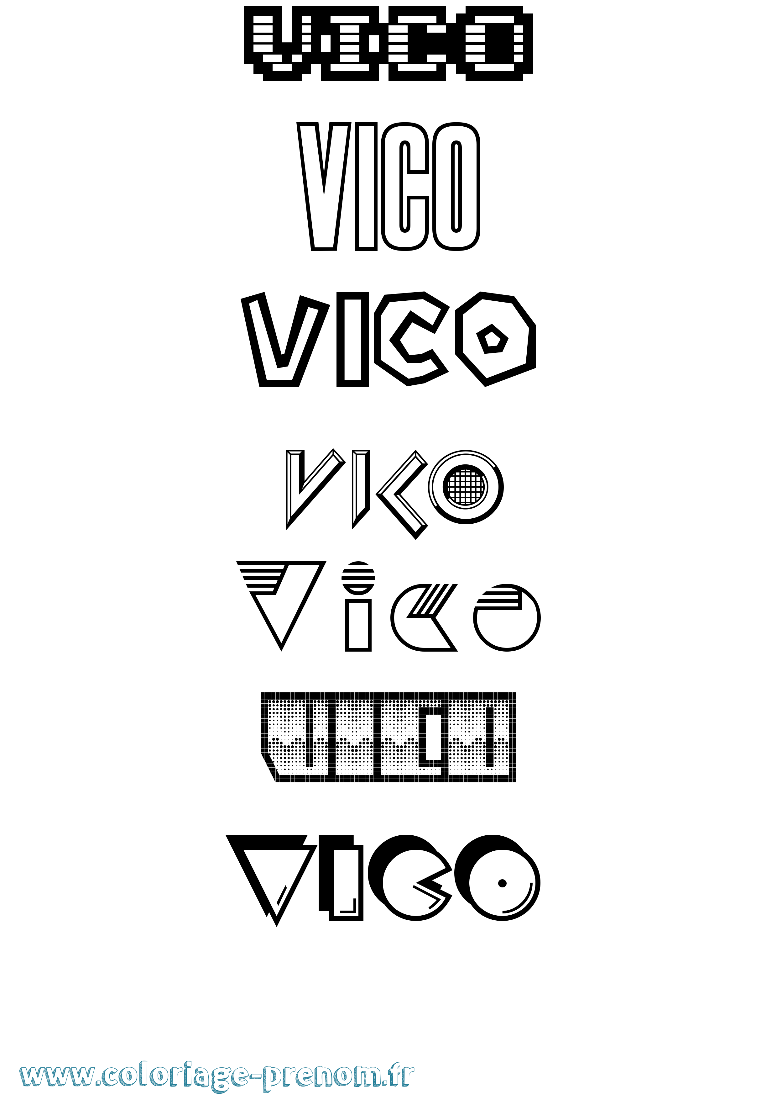 Coloriage prénom Vico Jeux Vidéos