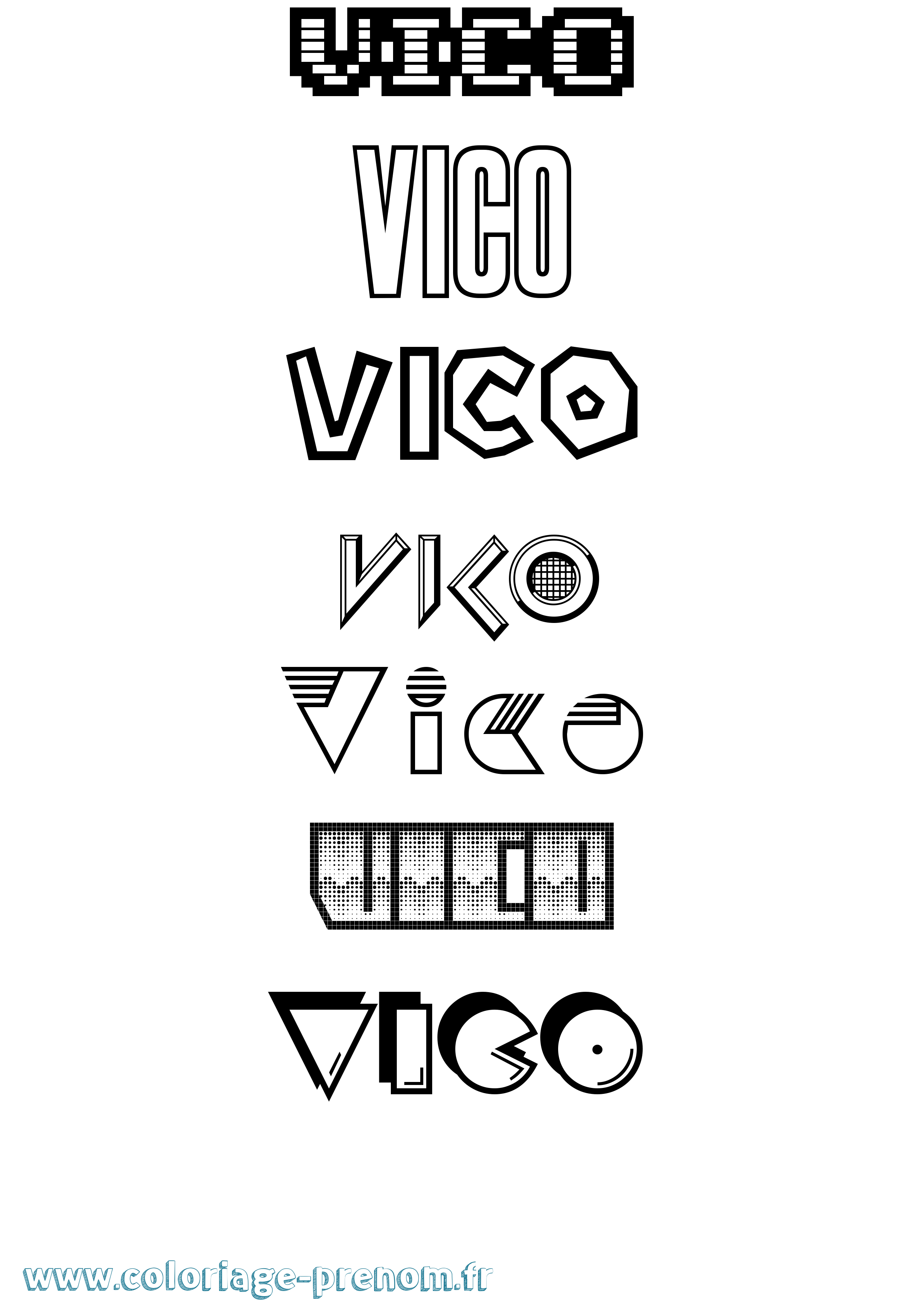 Coloriage Vico Jeux Vidéos Coloriage prénom Vico Jeux Vidéos