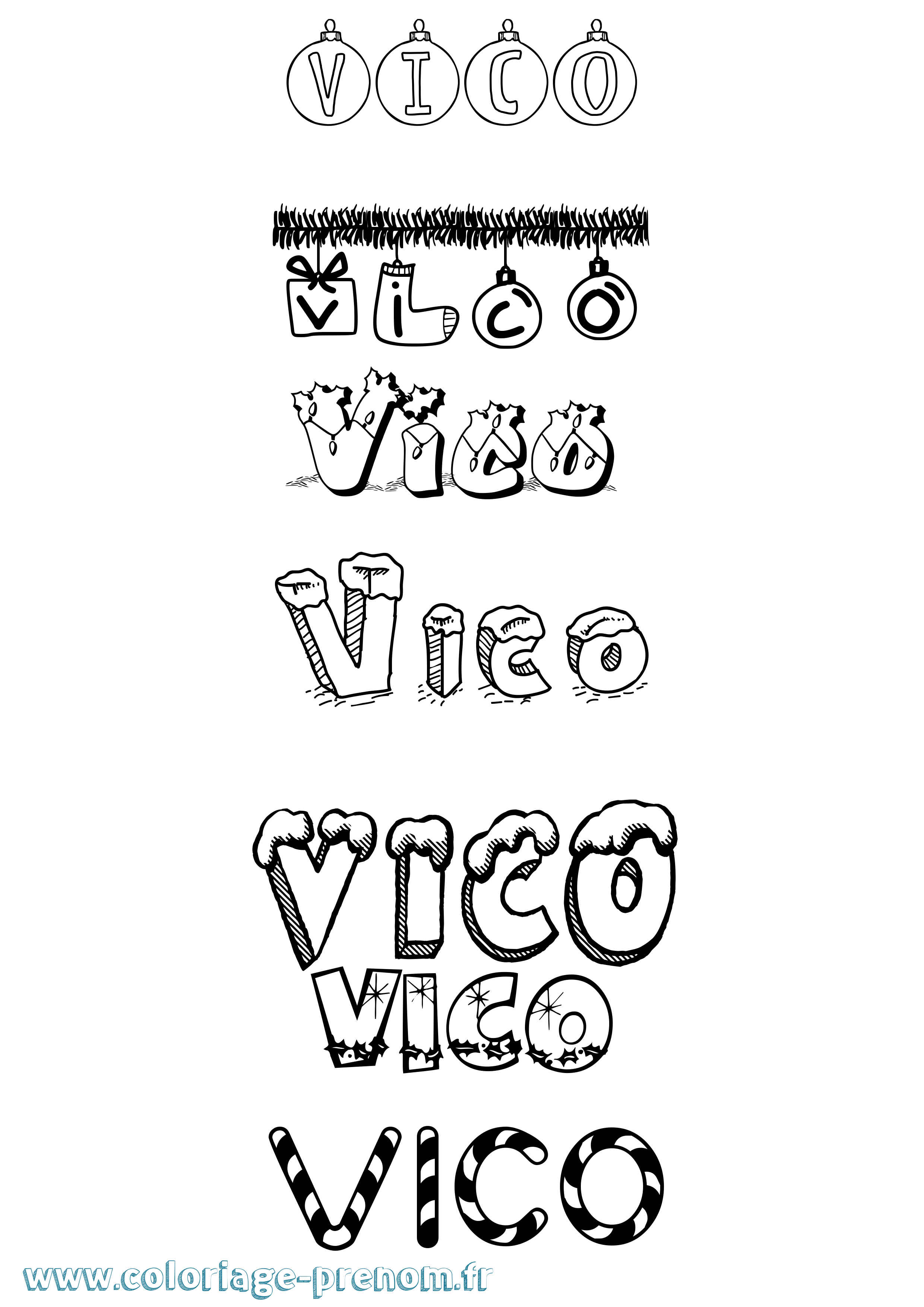 Coloriage Vico Noël Coloriage prénom Vico Noël
