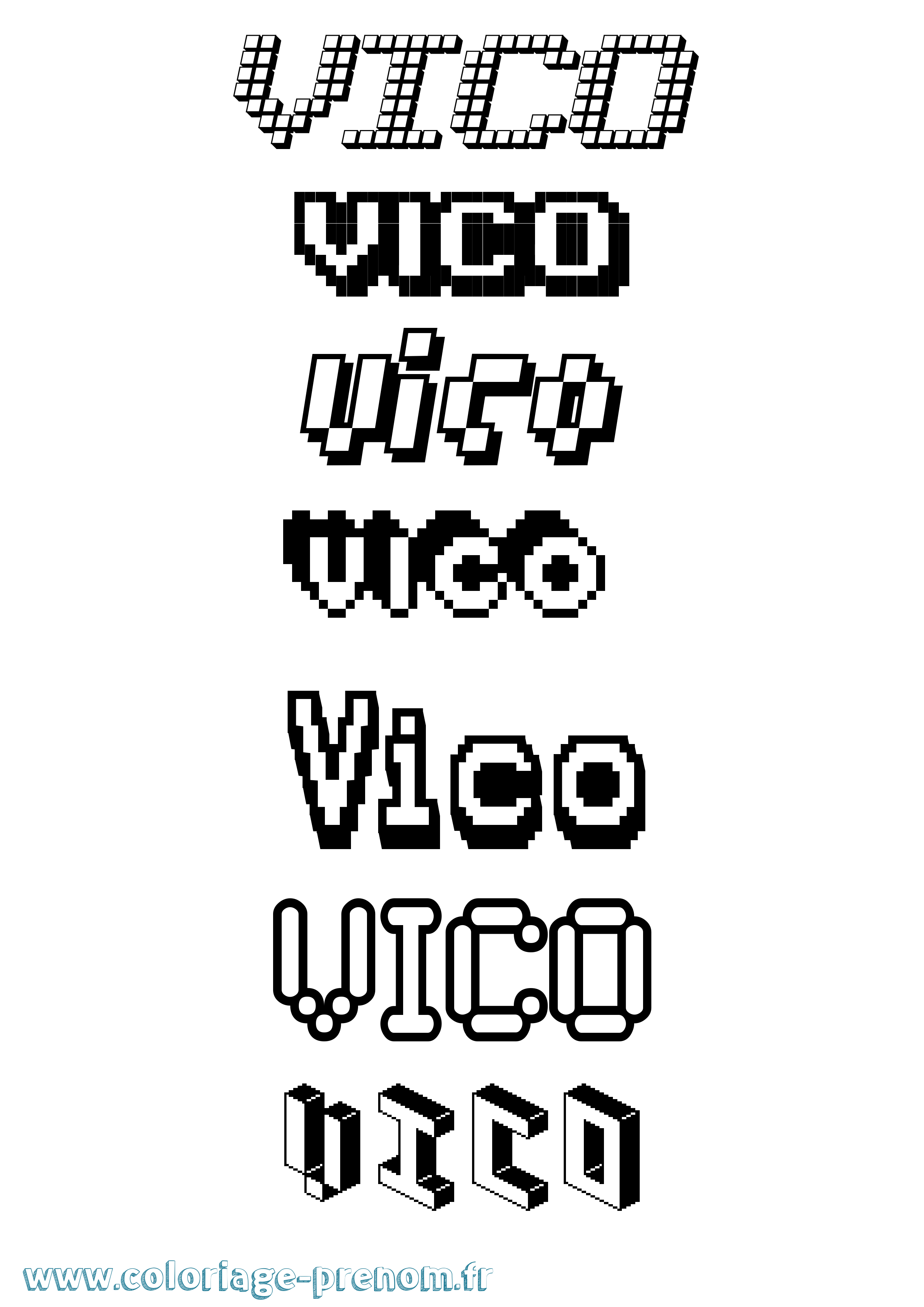 Coloriage Vico Pixel Coloriage prénom Vico Pixel