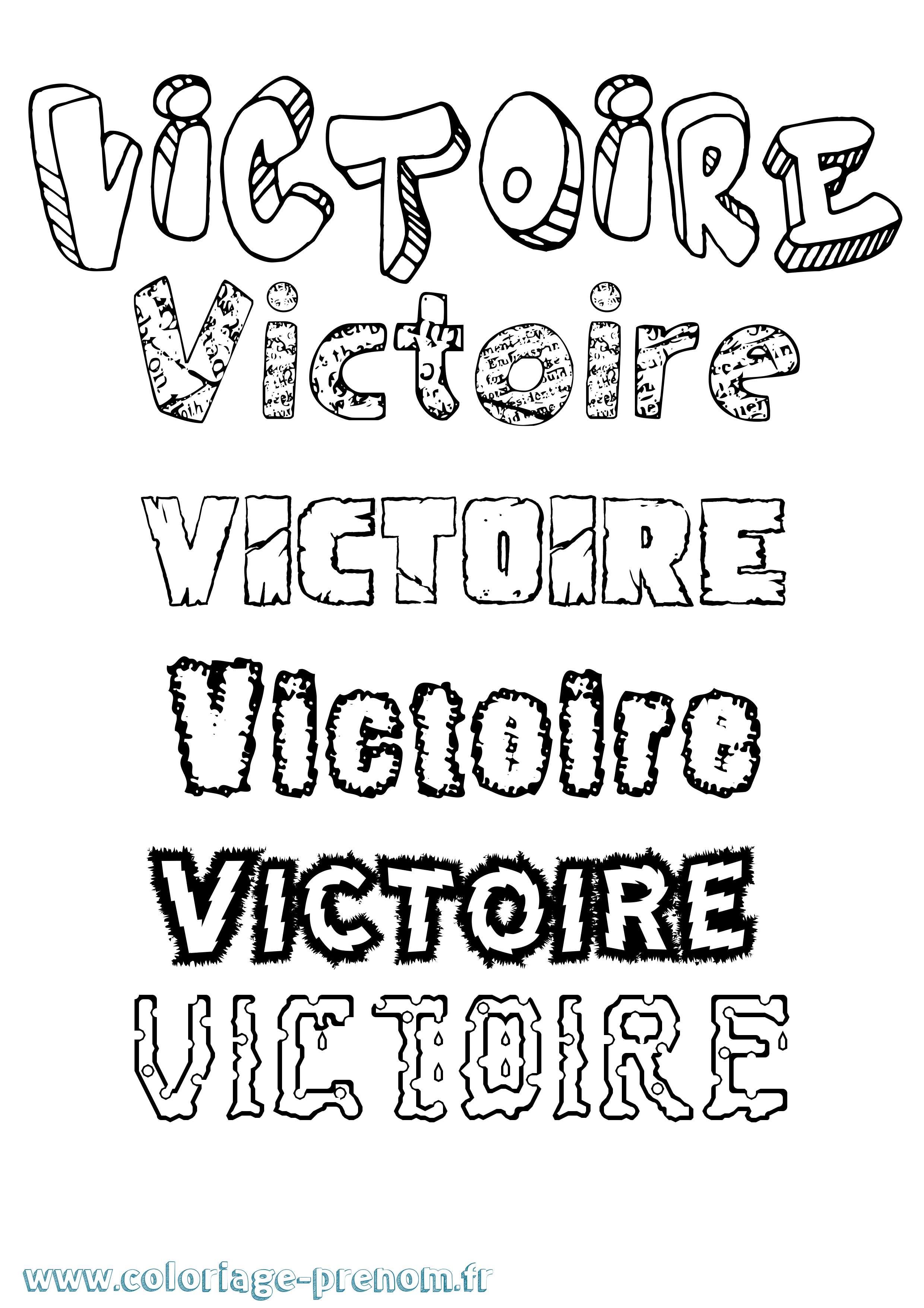 Coloriage prénom Victoire Destructuré