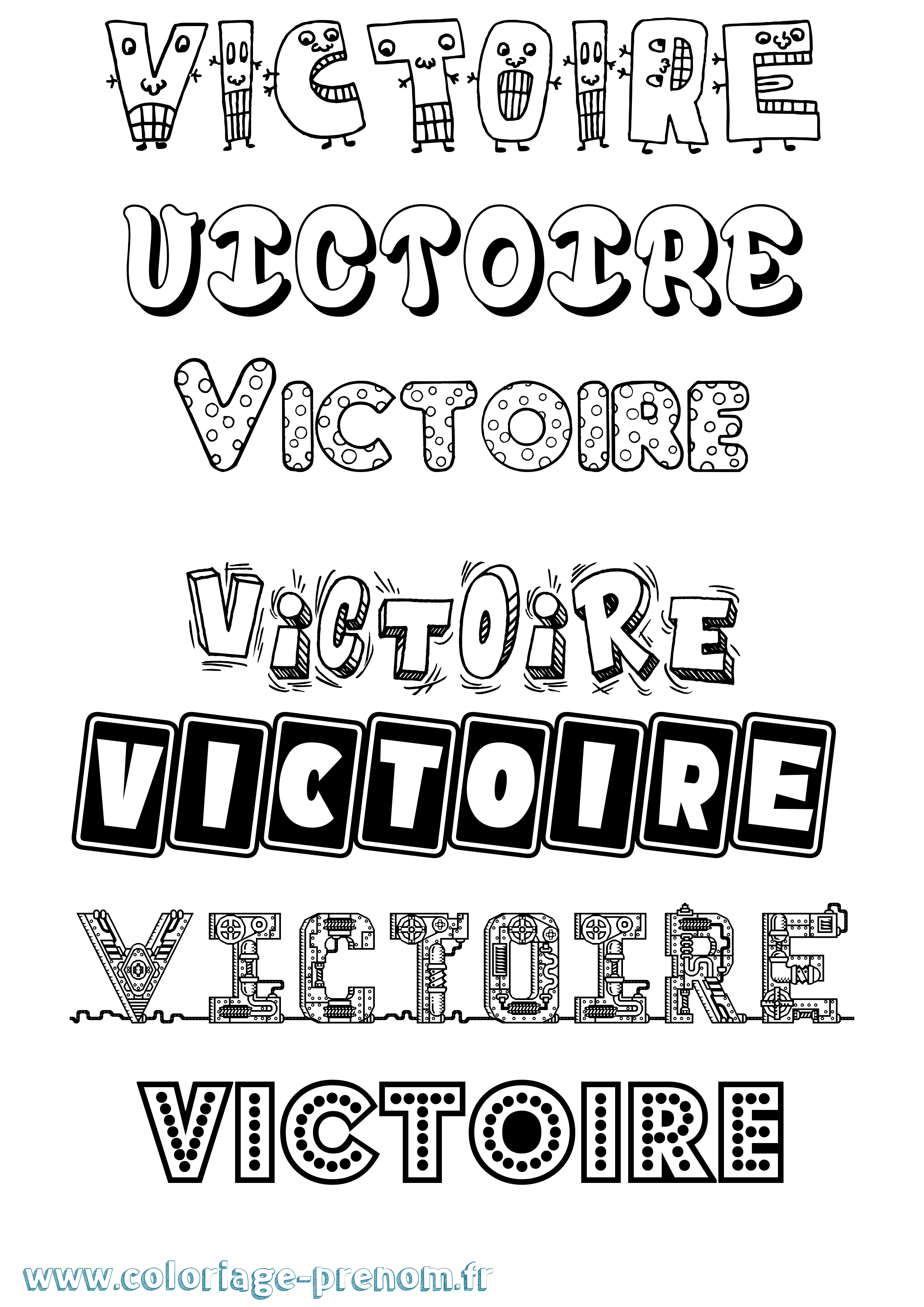 Coloriage prénom Victoire Fun