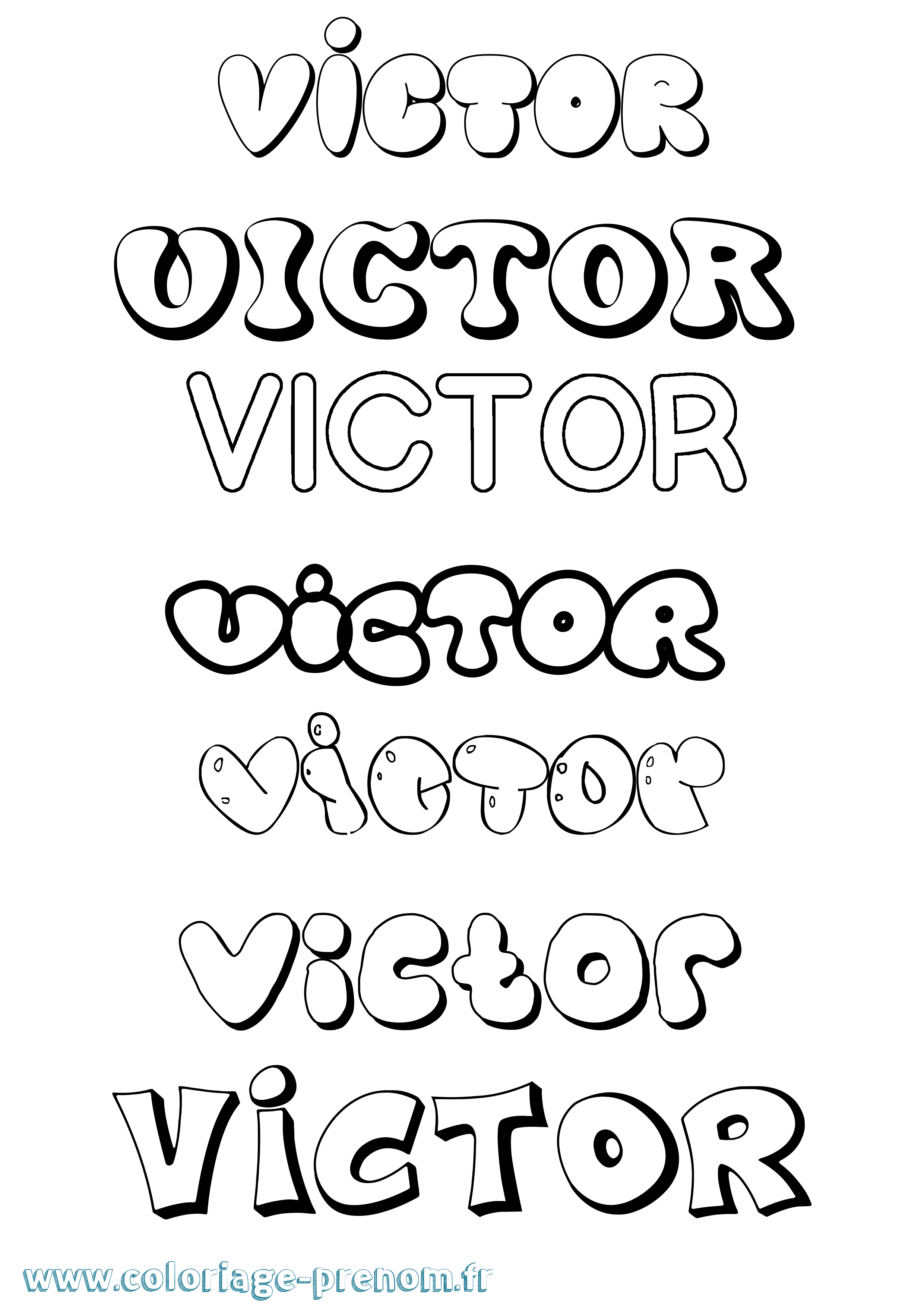 Coloriage prénom Victor Bubble