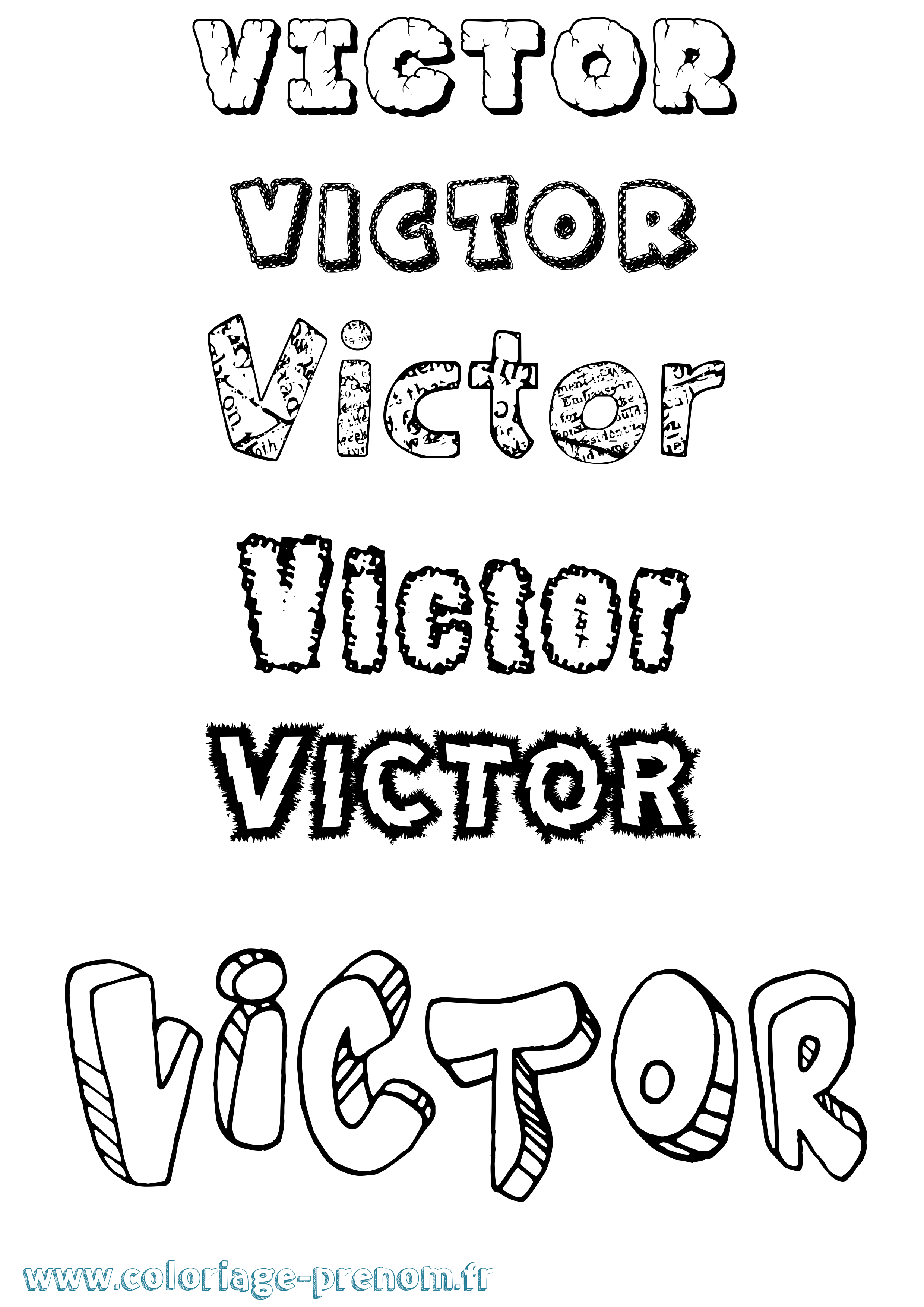 Coloriage prénom Victor Destructuré
