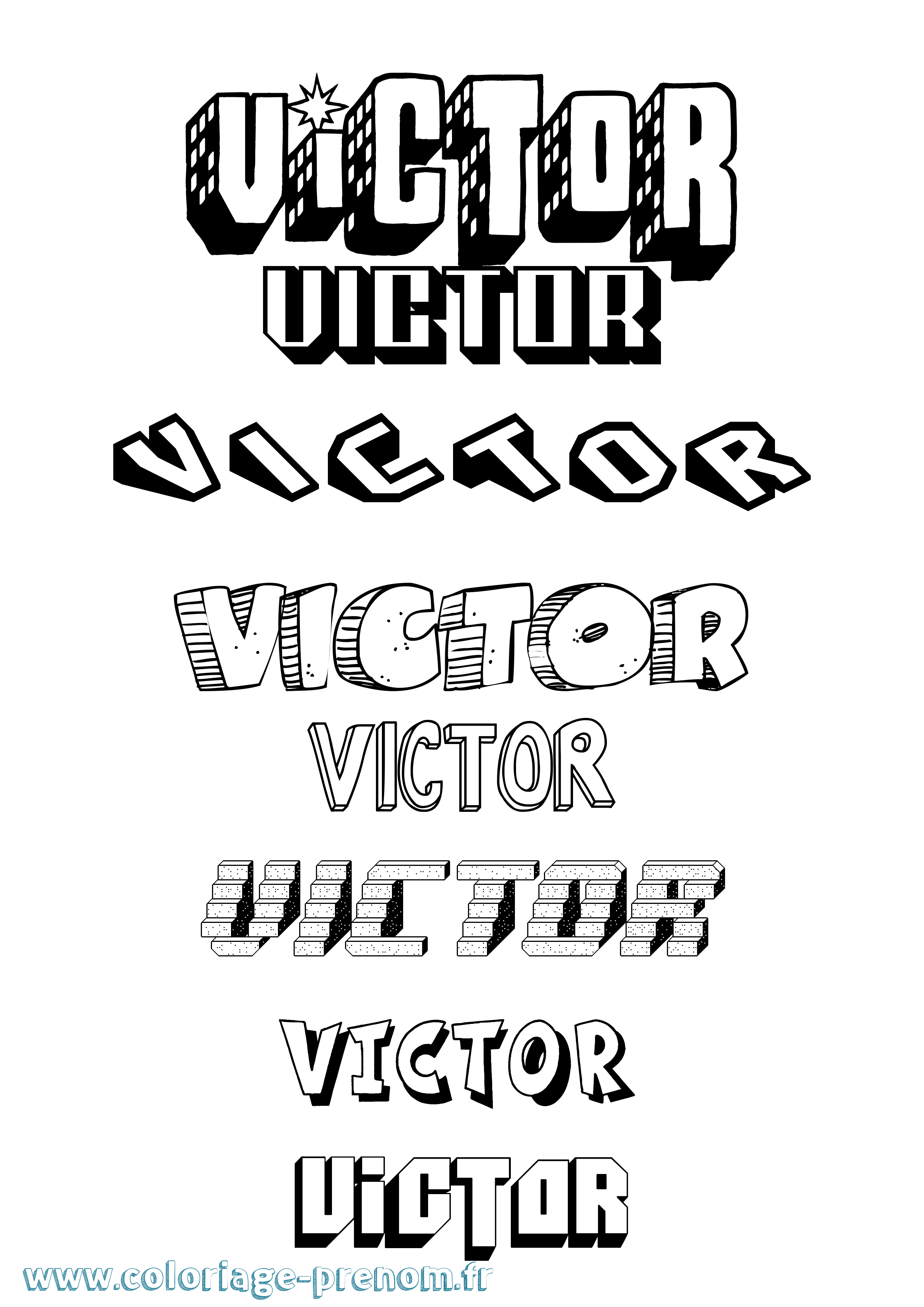Coloriage prénom Victor Effet 3D