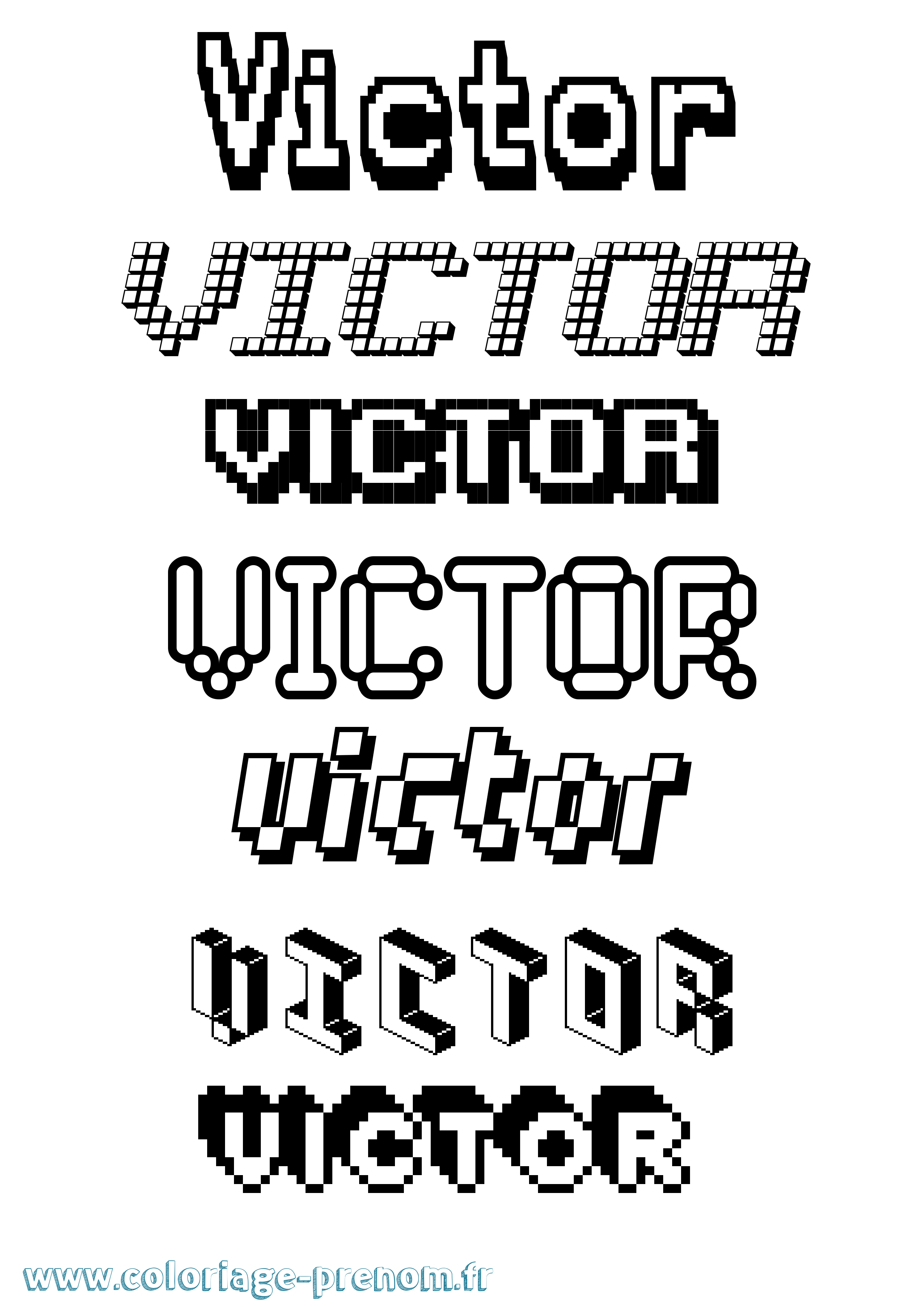 Coloriage prénom Victor Pixel