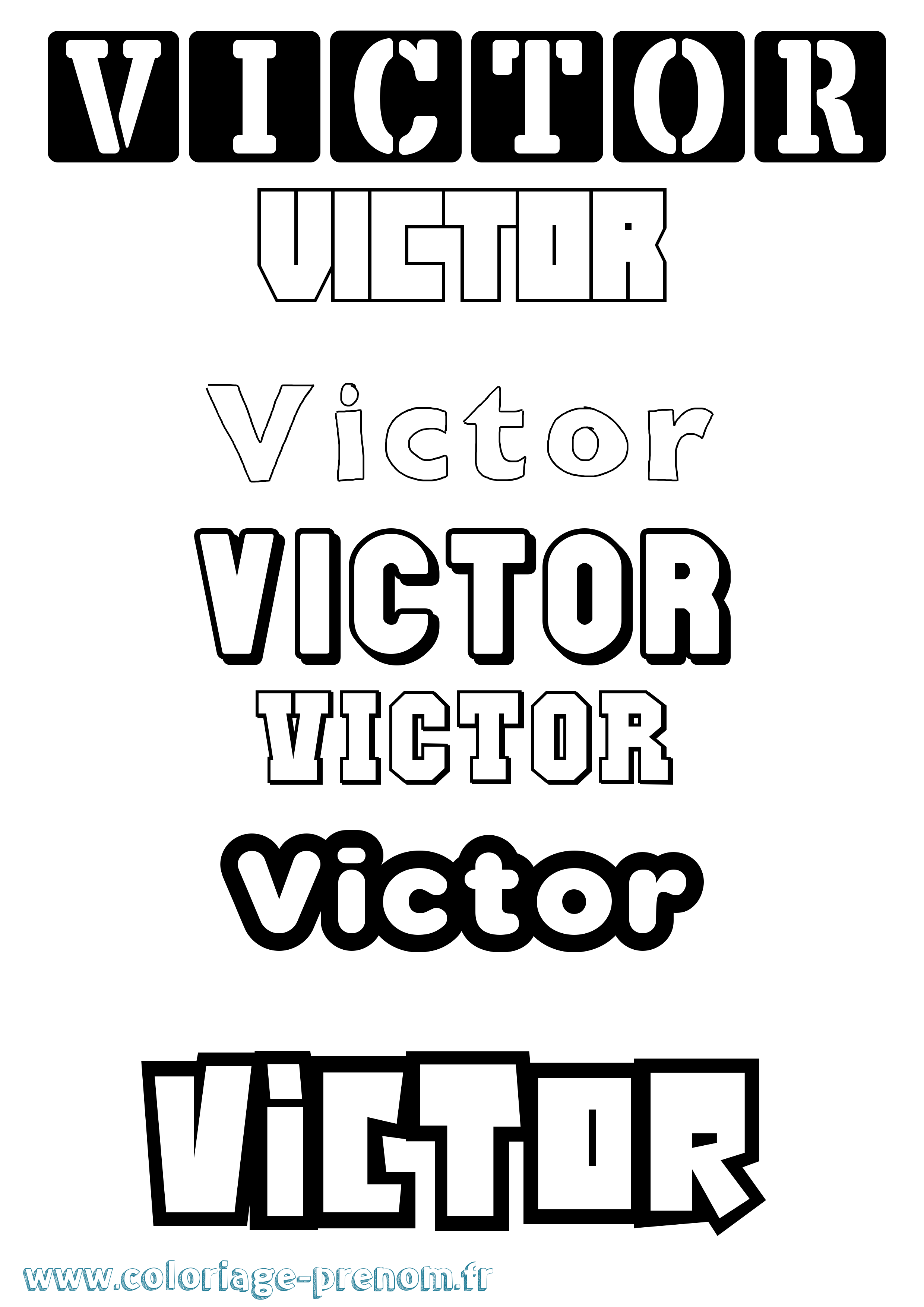 Coloriage prénom Victor Simple