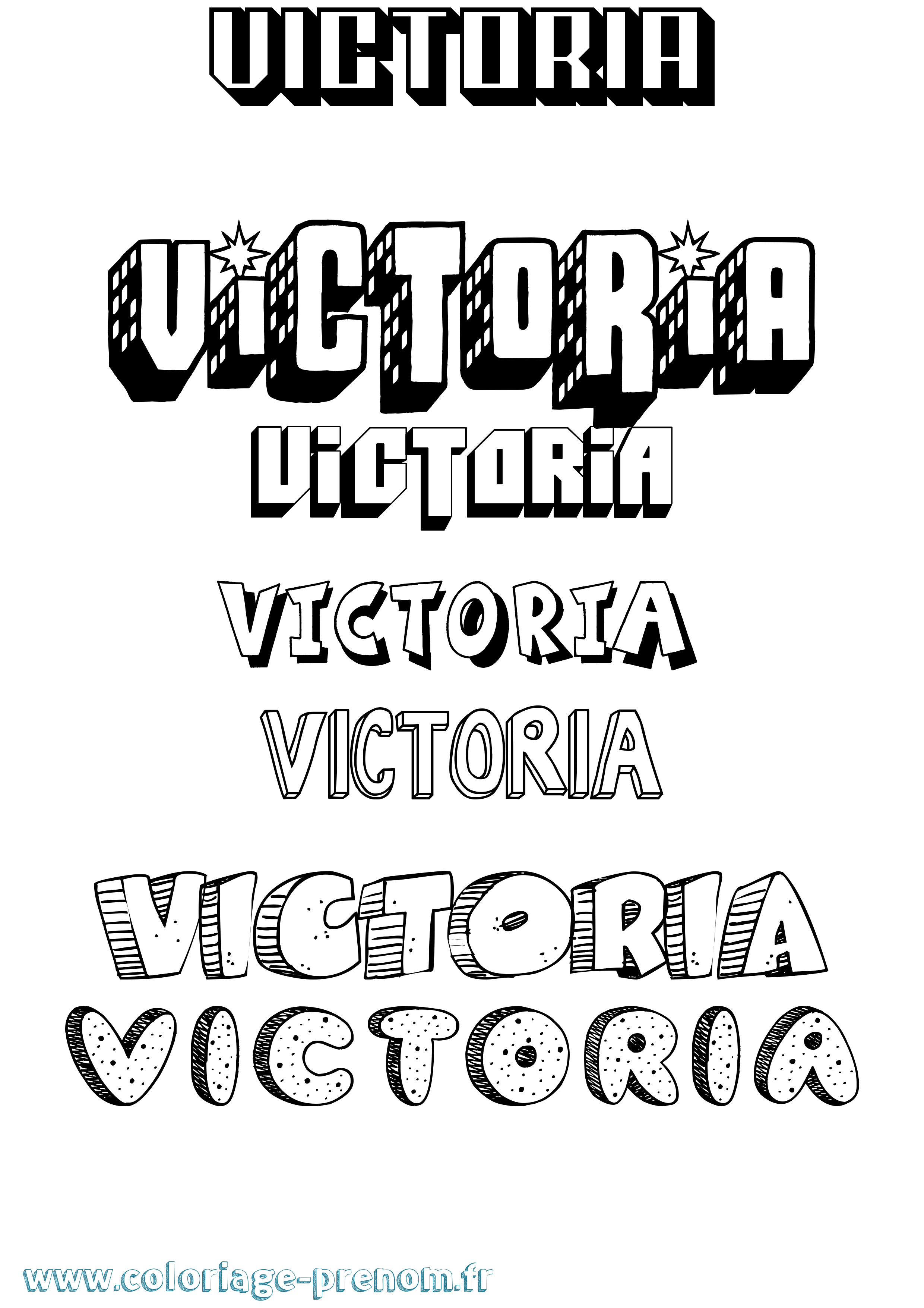 Coloriage prénom Victoria Effet 3D