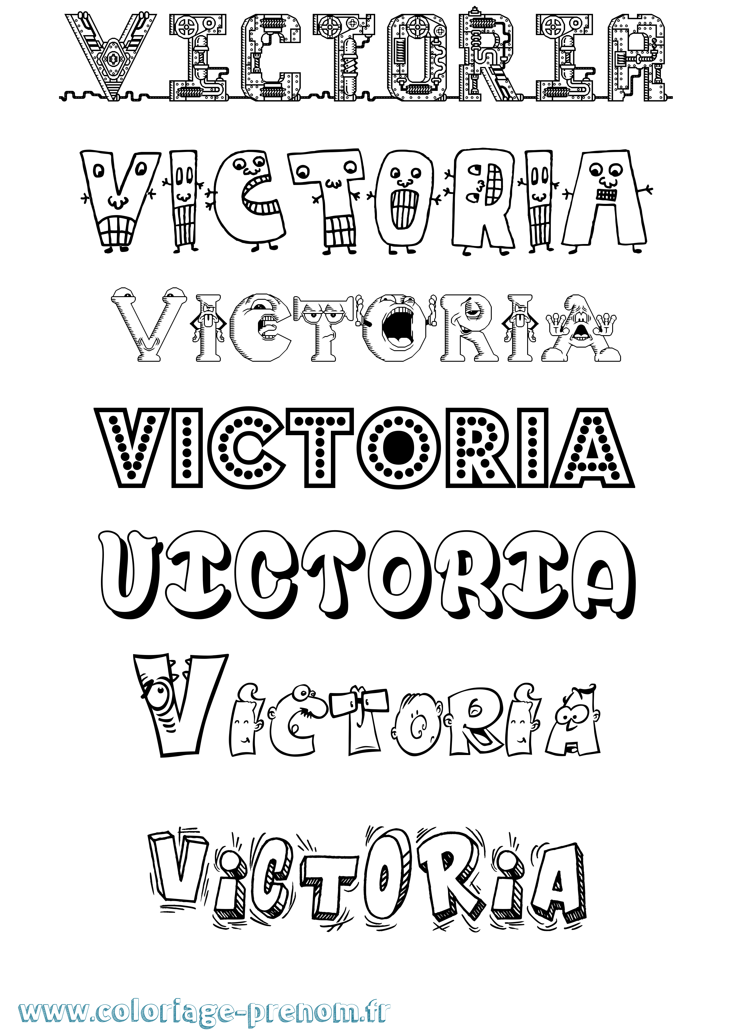 Coloriage prénom Victoria Fun