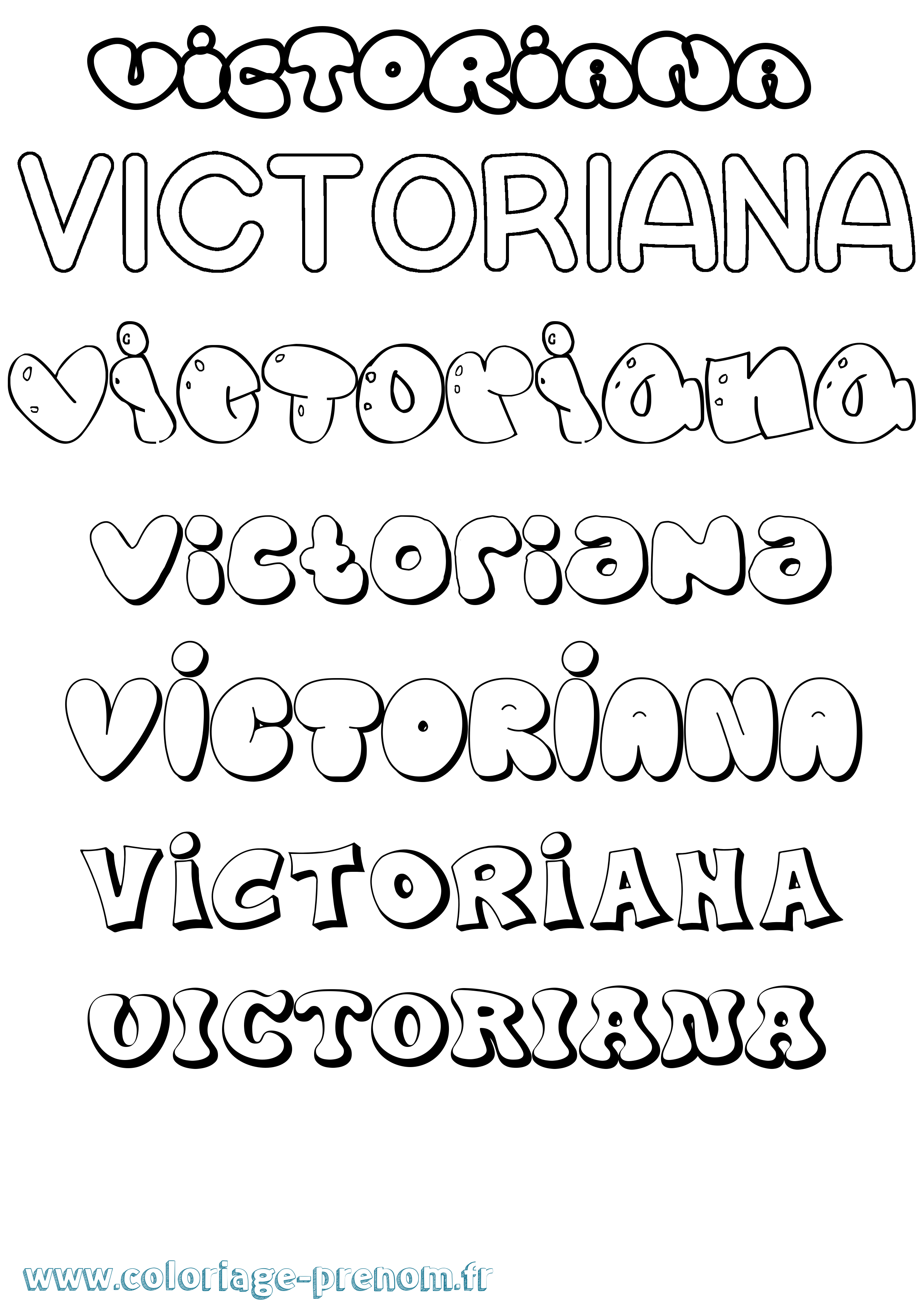Coloriage prénom Victoriana Bubble