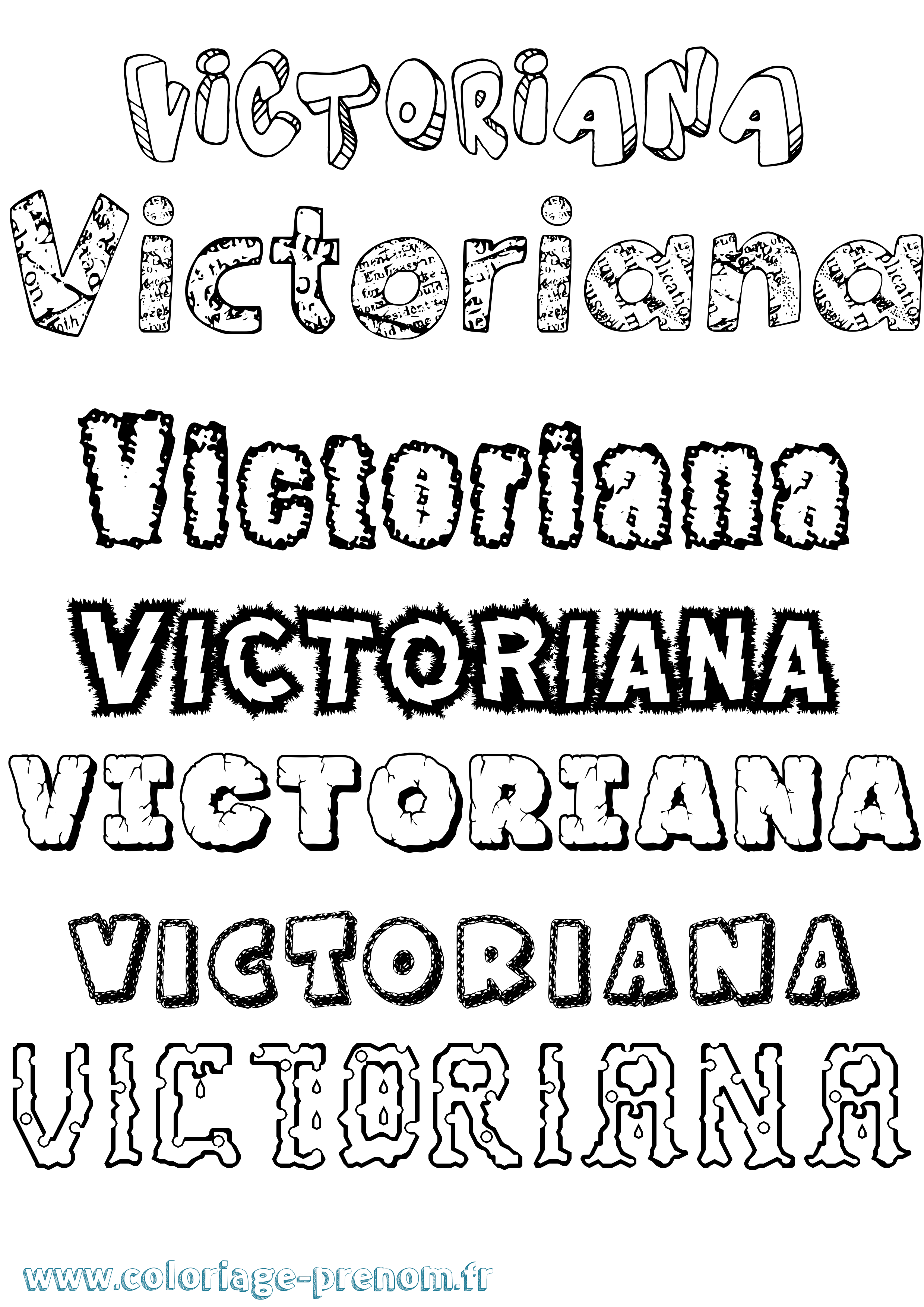 Coloriage prénom Victoriana Destructuré