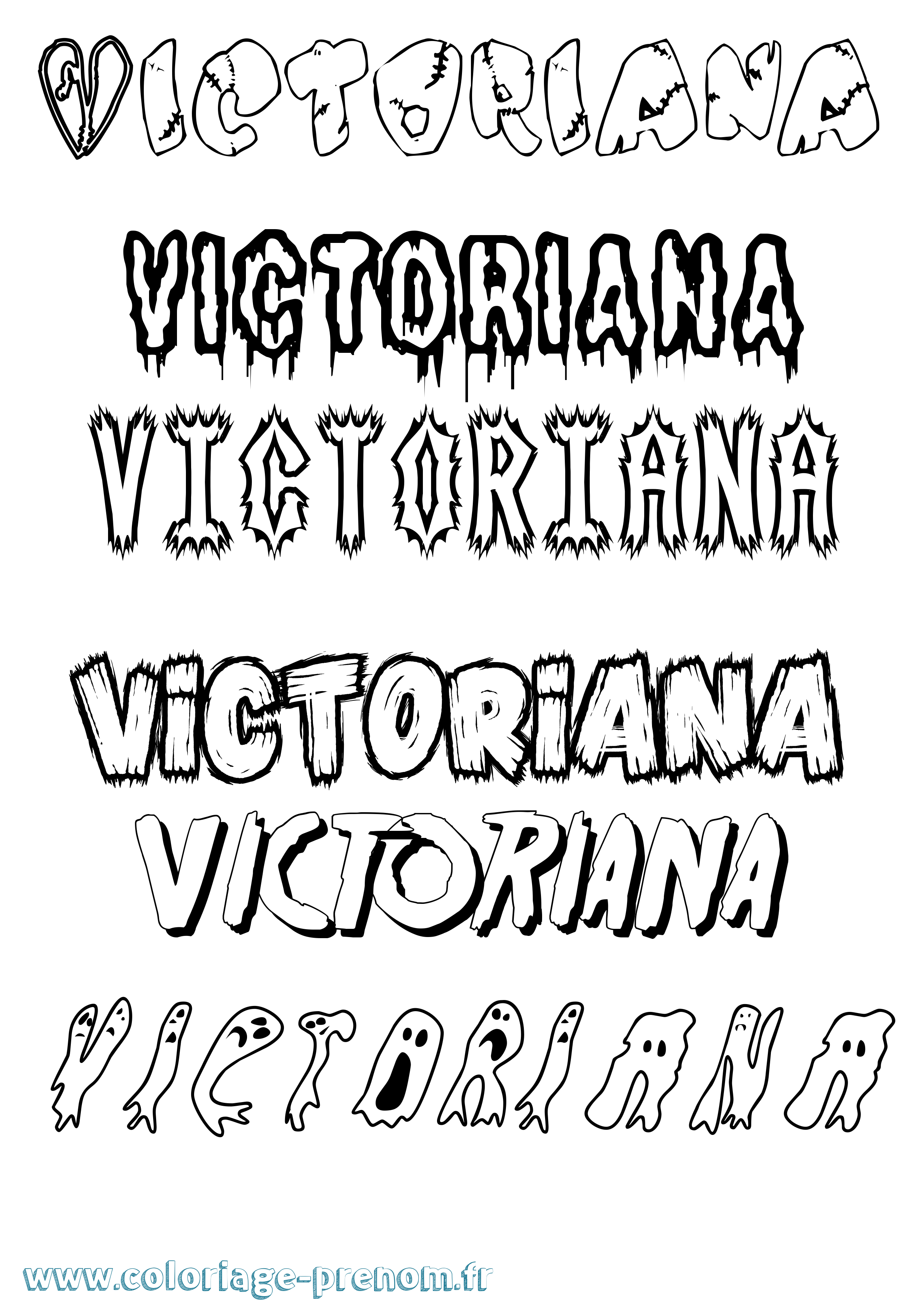 Coloriage prénom Victoriana Frisson