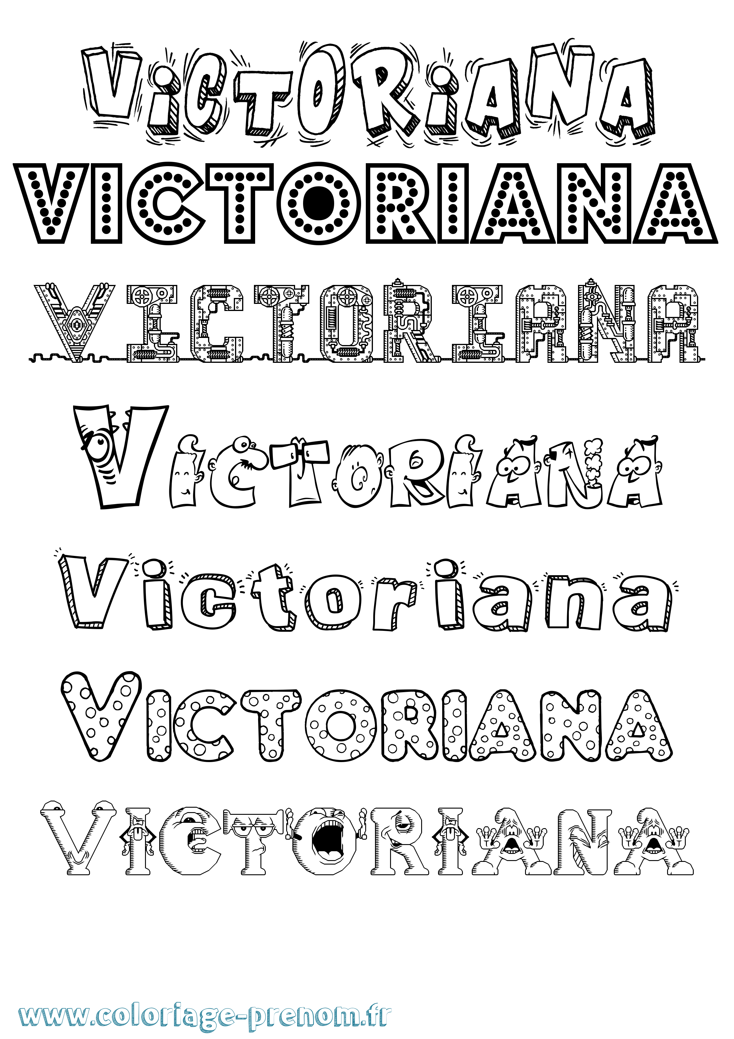 Coloriage prénom Victoriana Fun