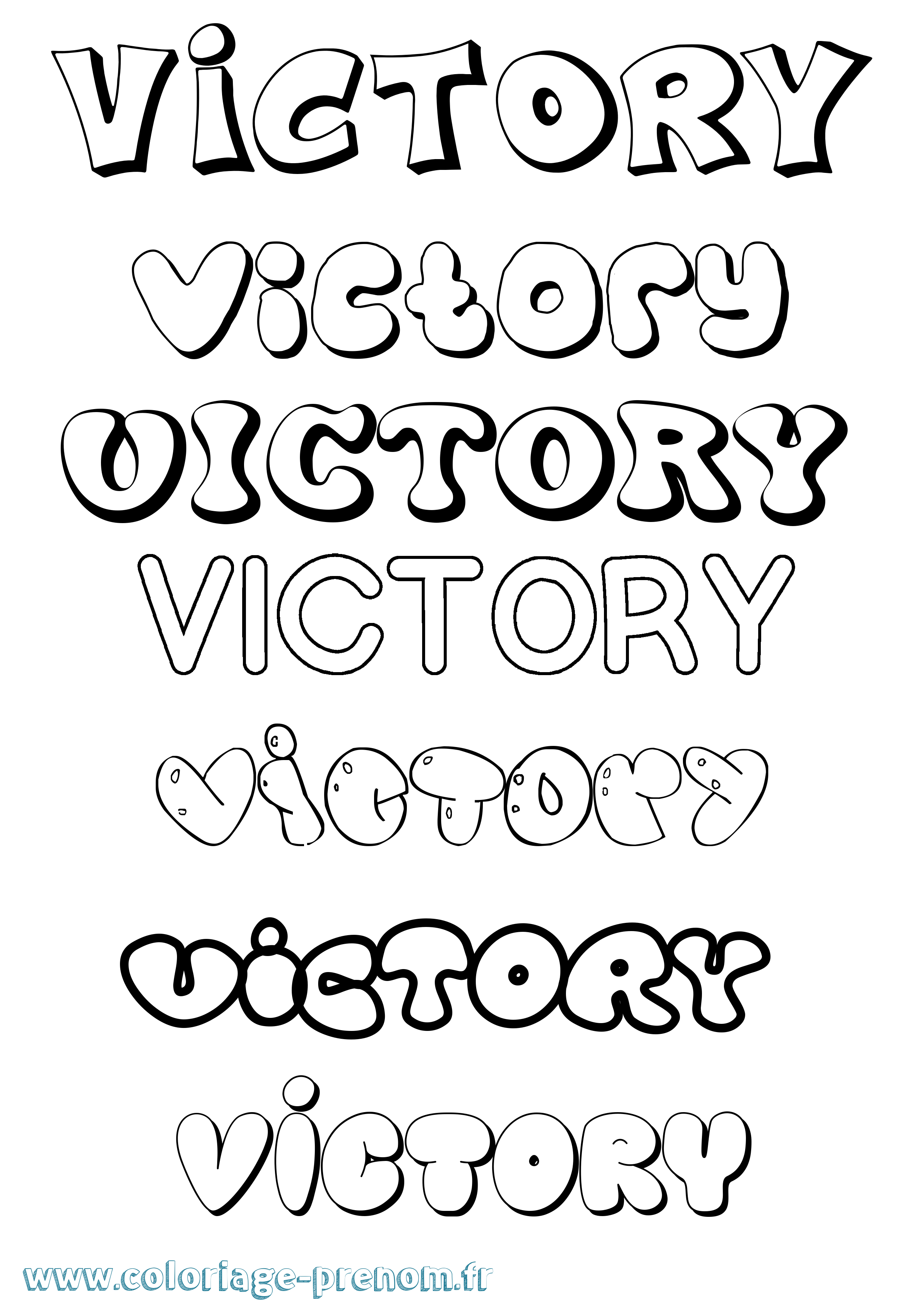 Coloriage prénom Victory Bubble