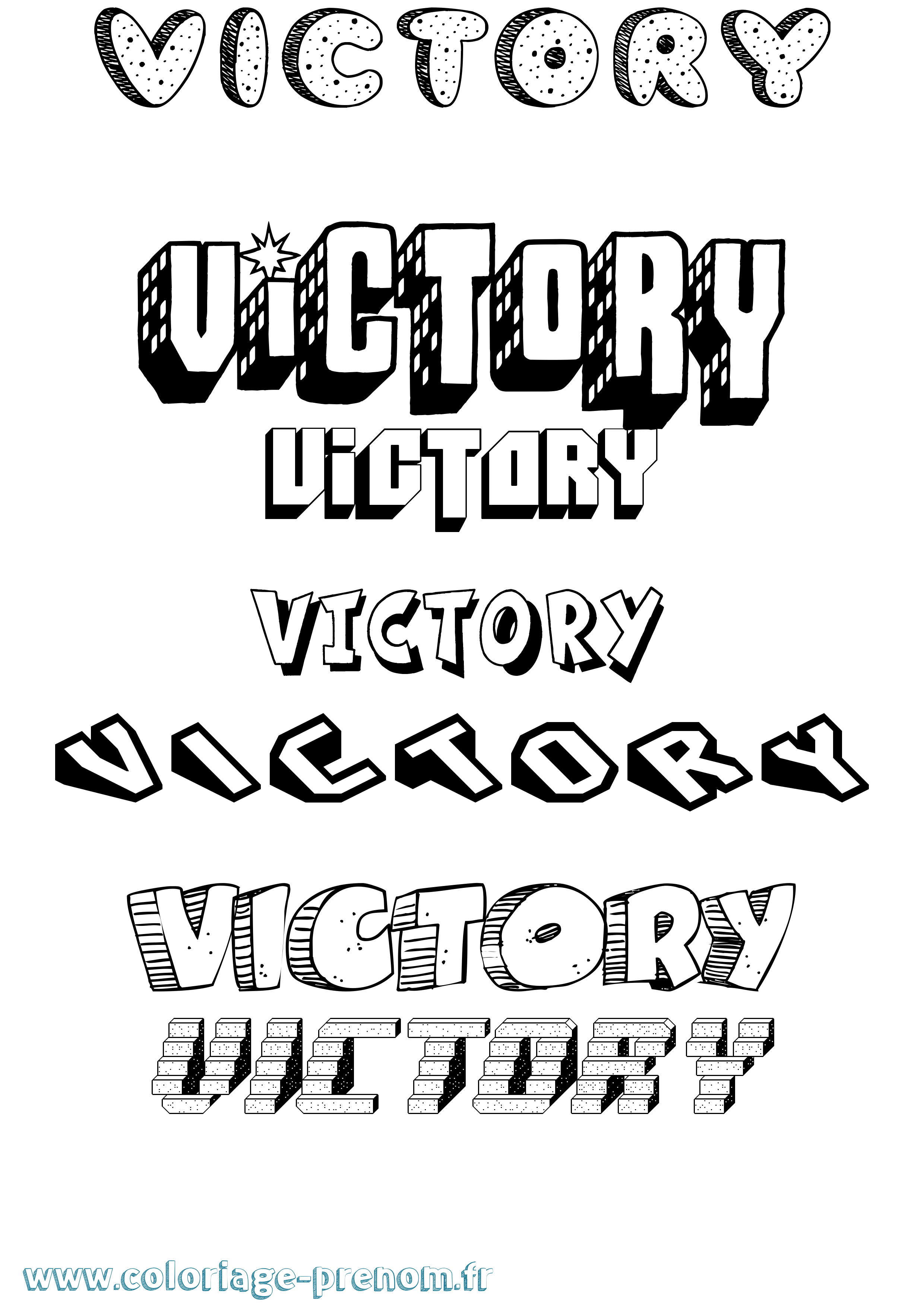 Coloriage prénom Victory Effet 3D