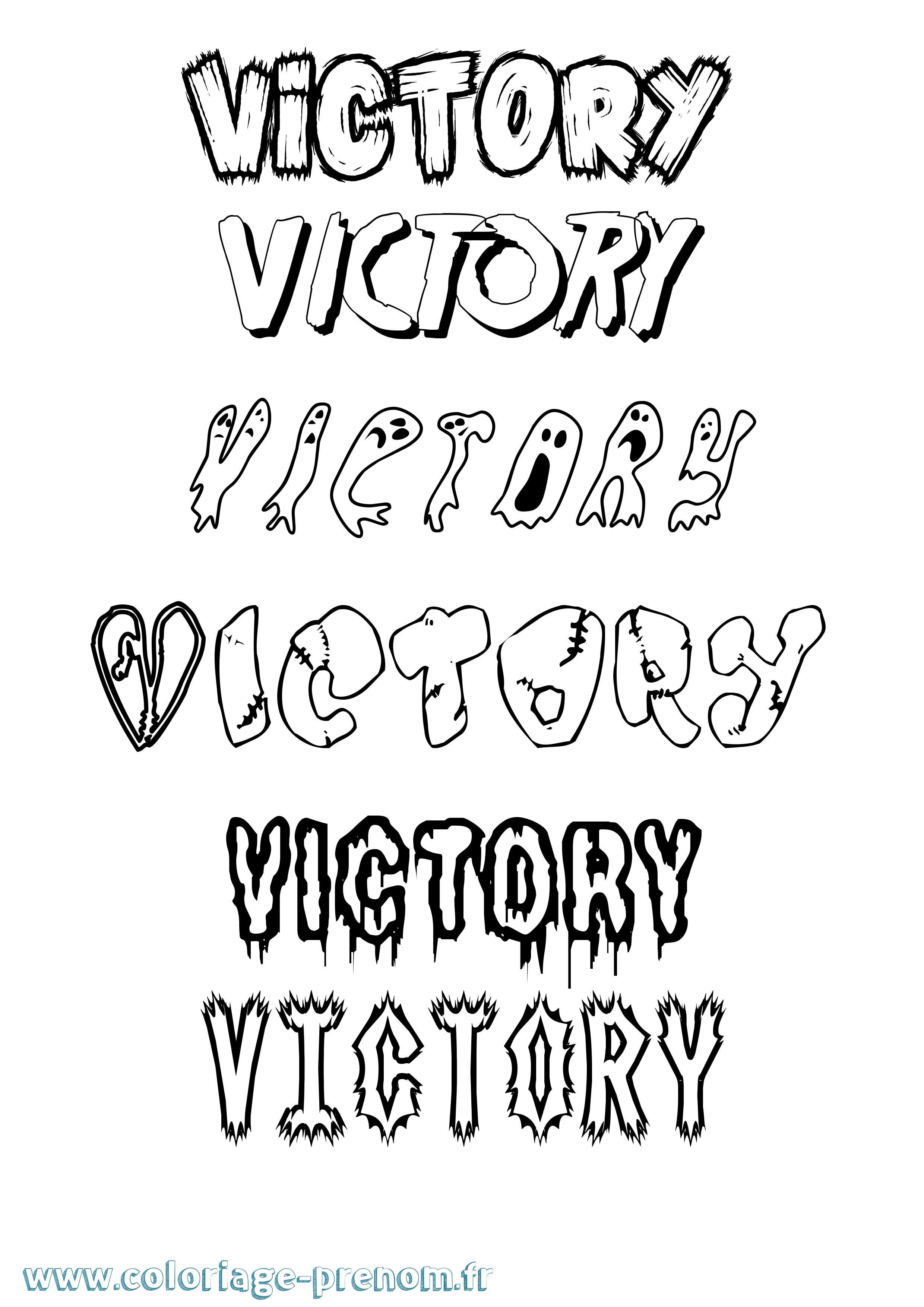 Coloriage prénom Victory Frisson