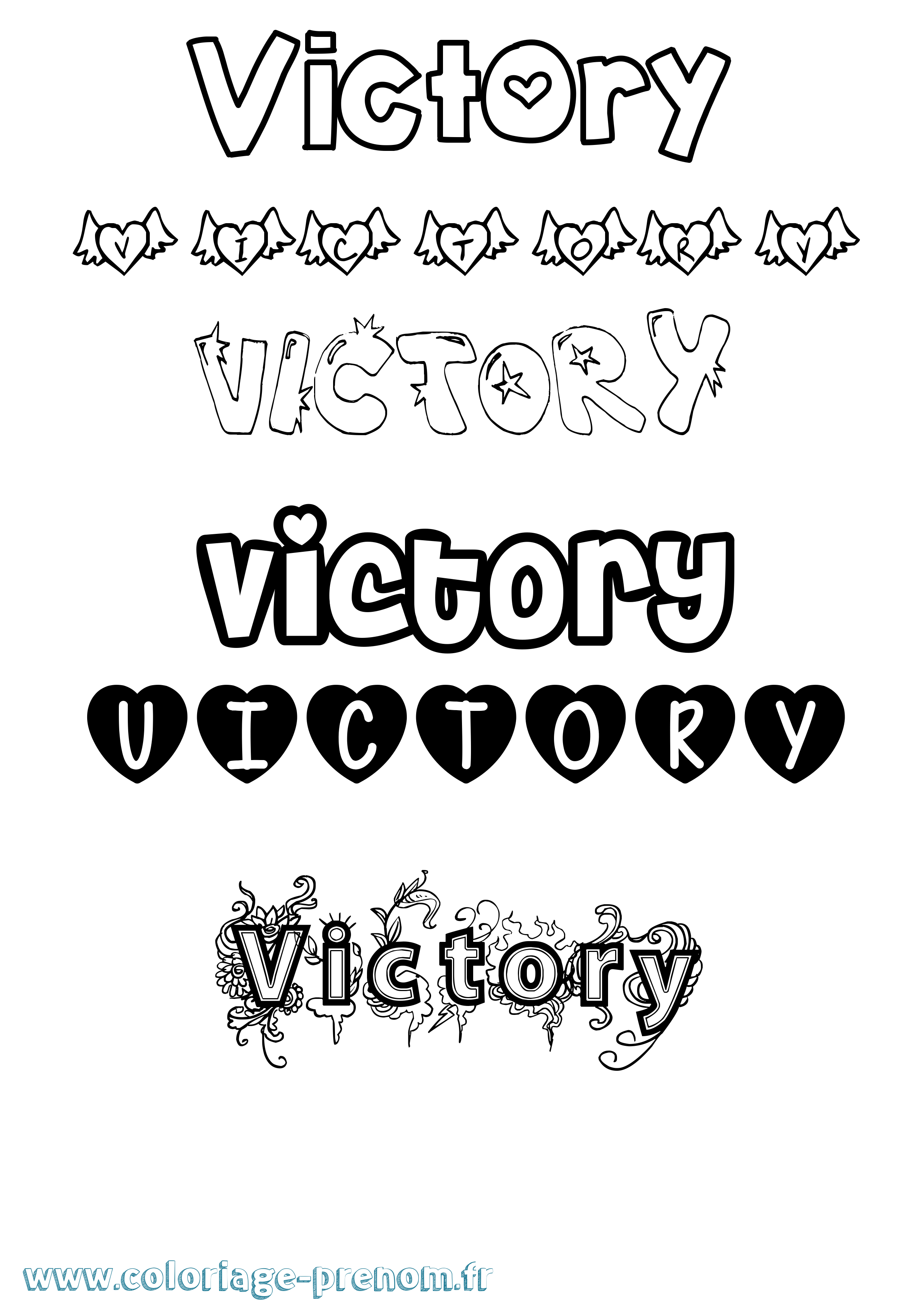 Coloriage prénom Victory Girly