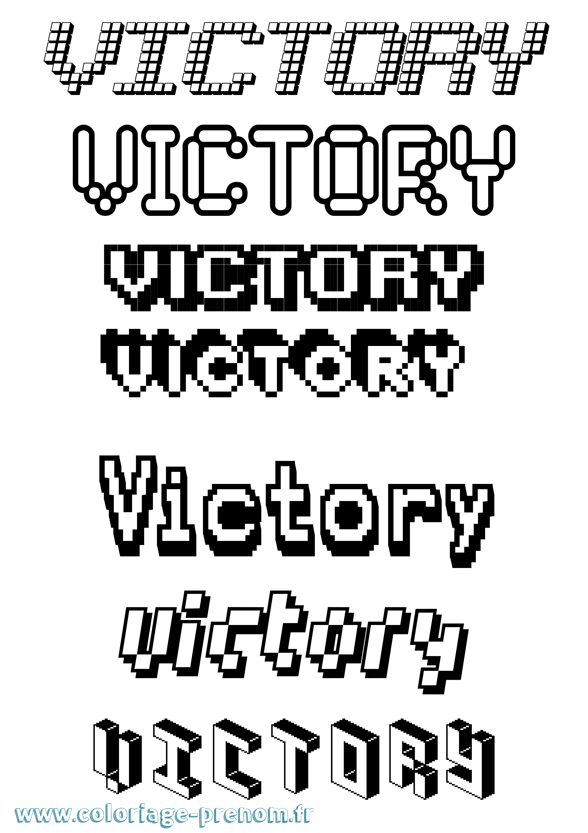 Coloriage prénom Victory Pixel