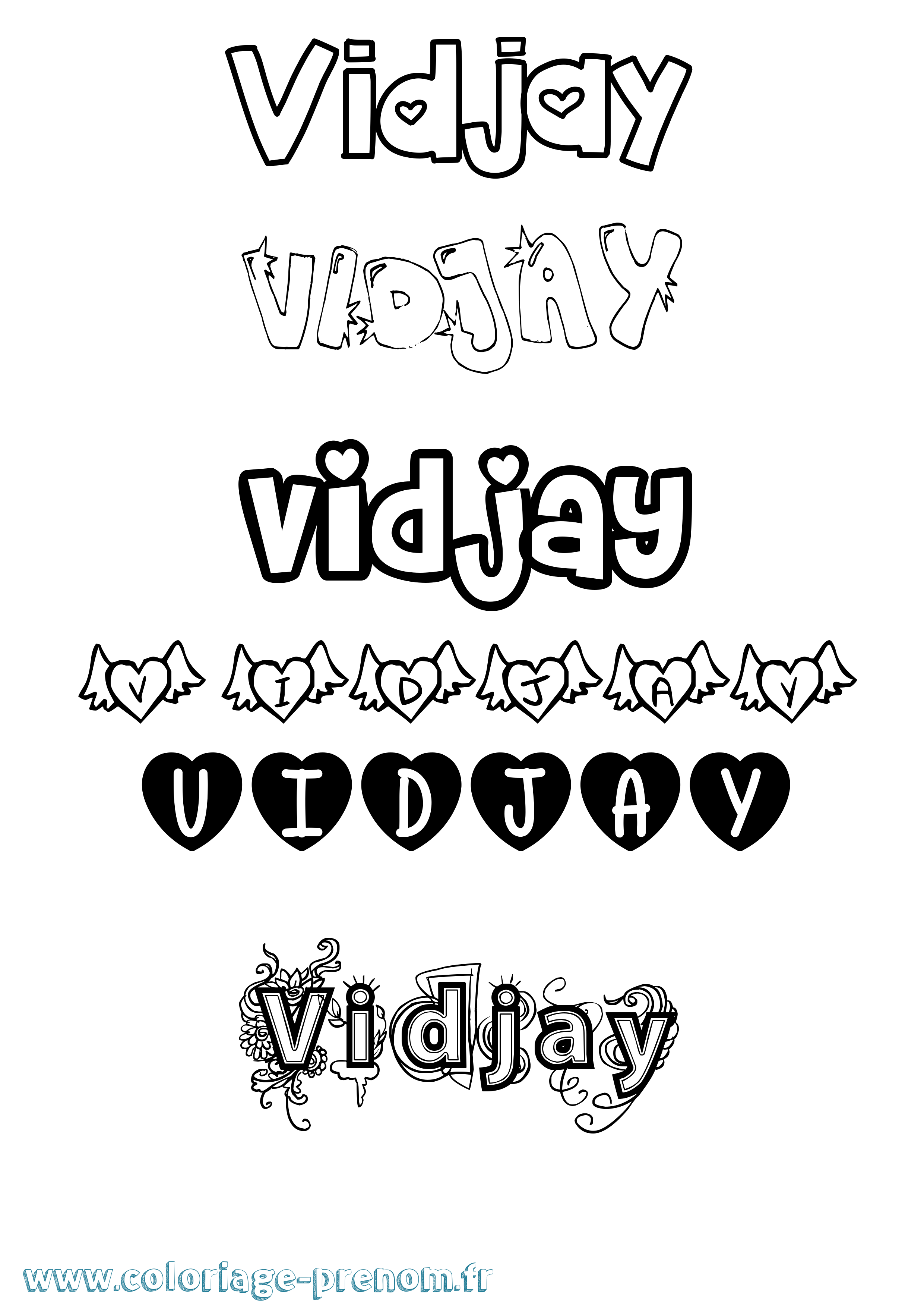 Coloriage prénom Vidjay Girly
