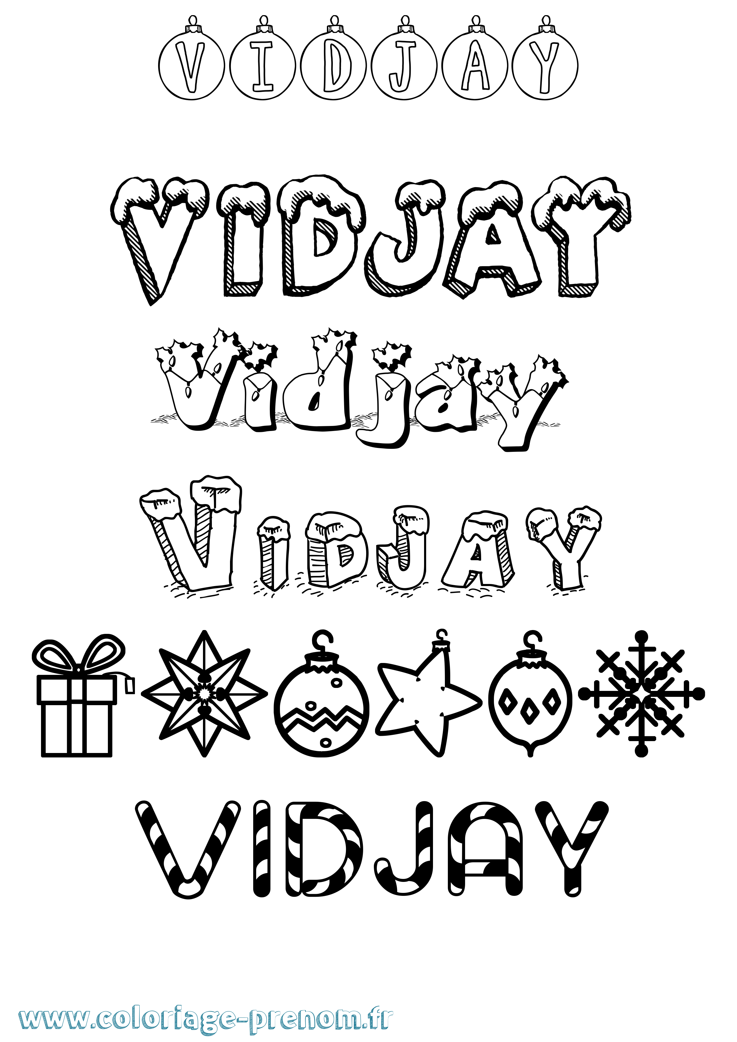 Coloriage prénom Vidjay Noël
