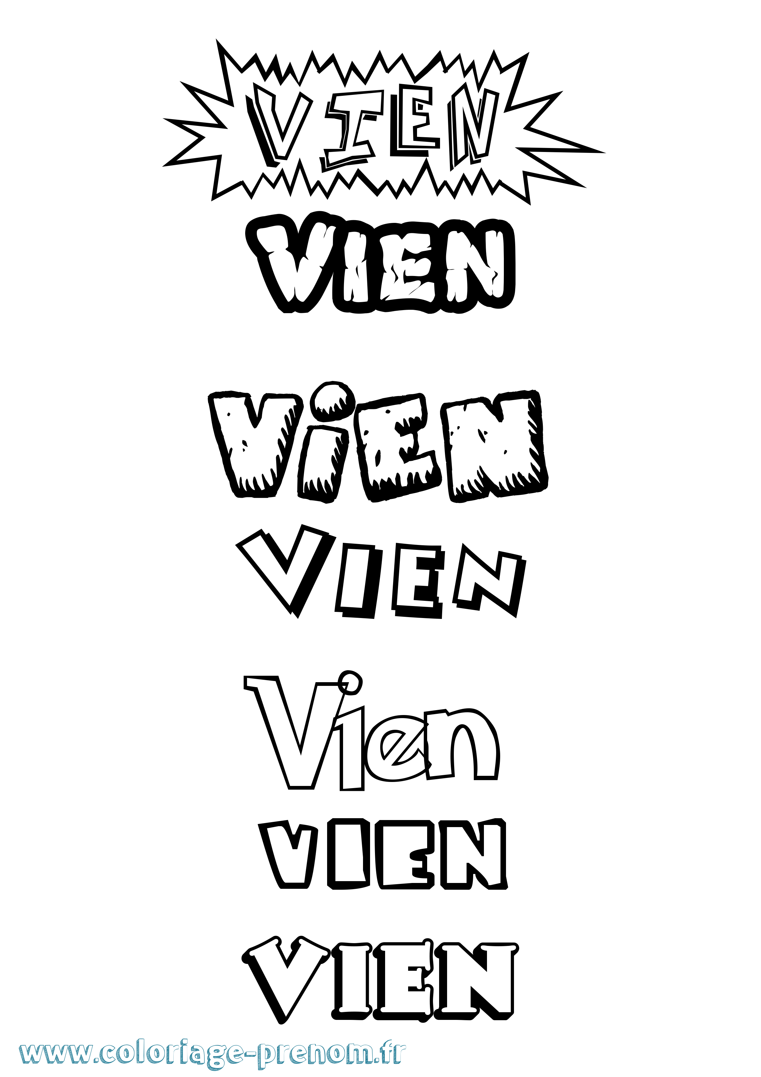 Coloriage Vien Dessin Animé Coloriage prénom Vien Dessin Animé