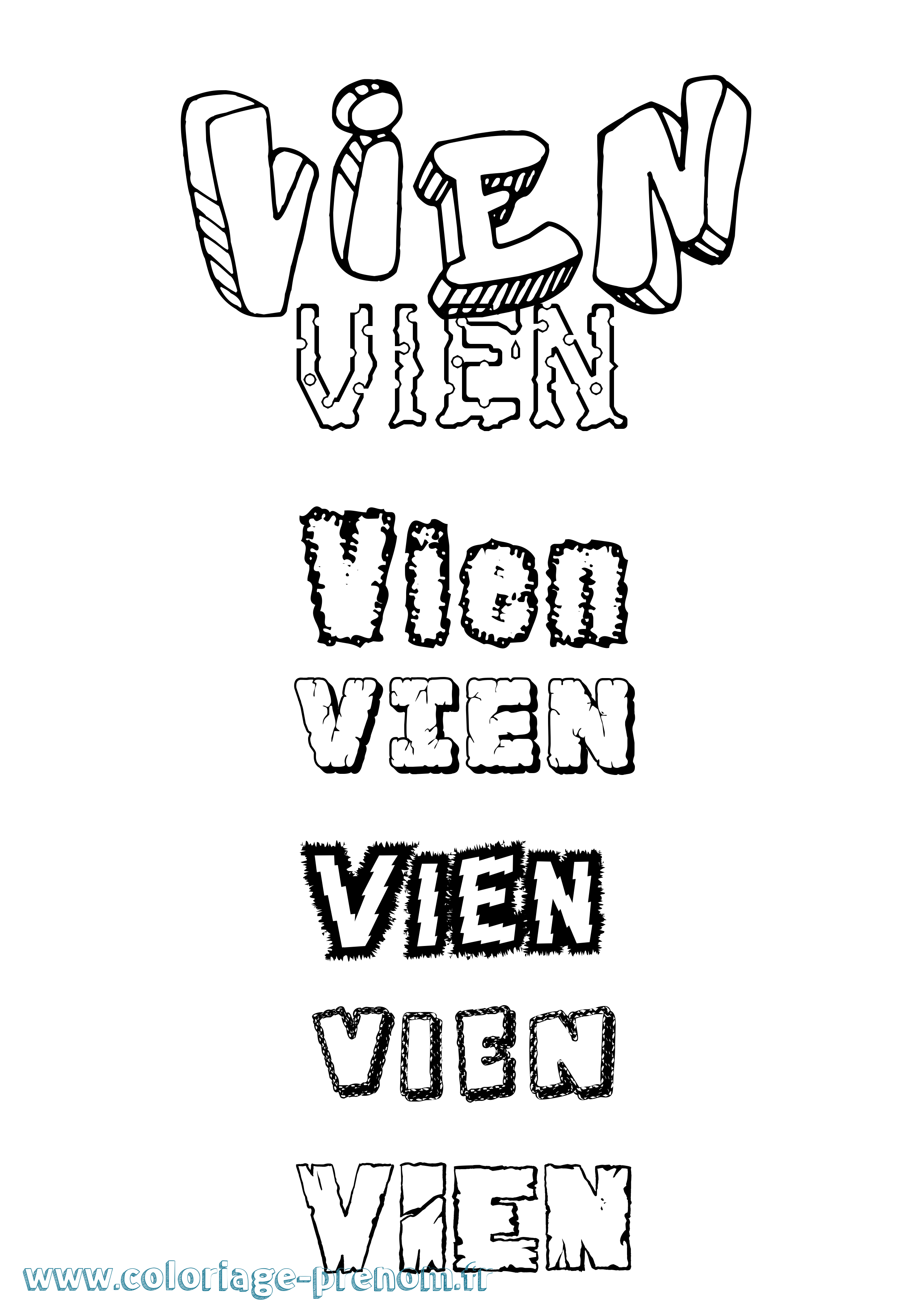 Coloriage Vien Destructuré Coloriage prénom Vien Destructuré