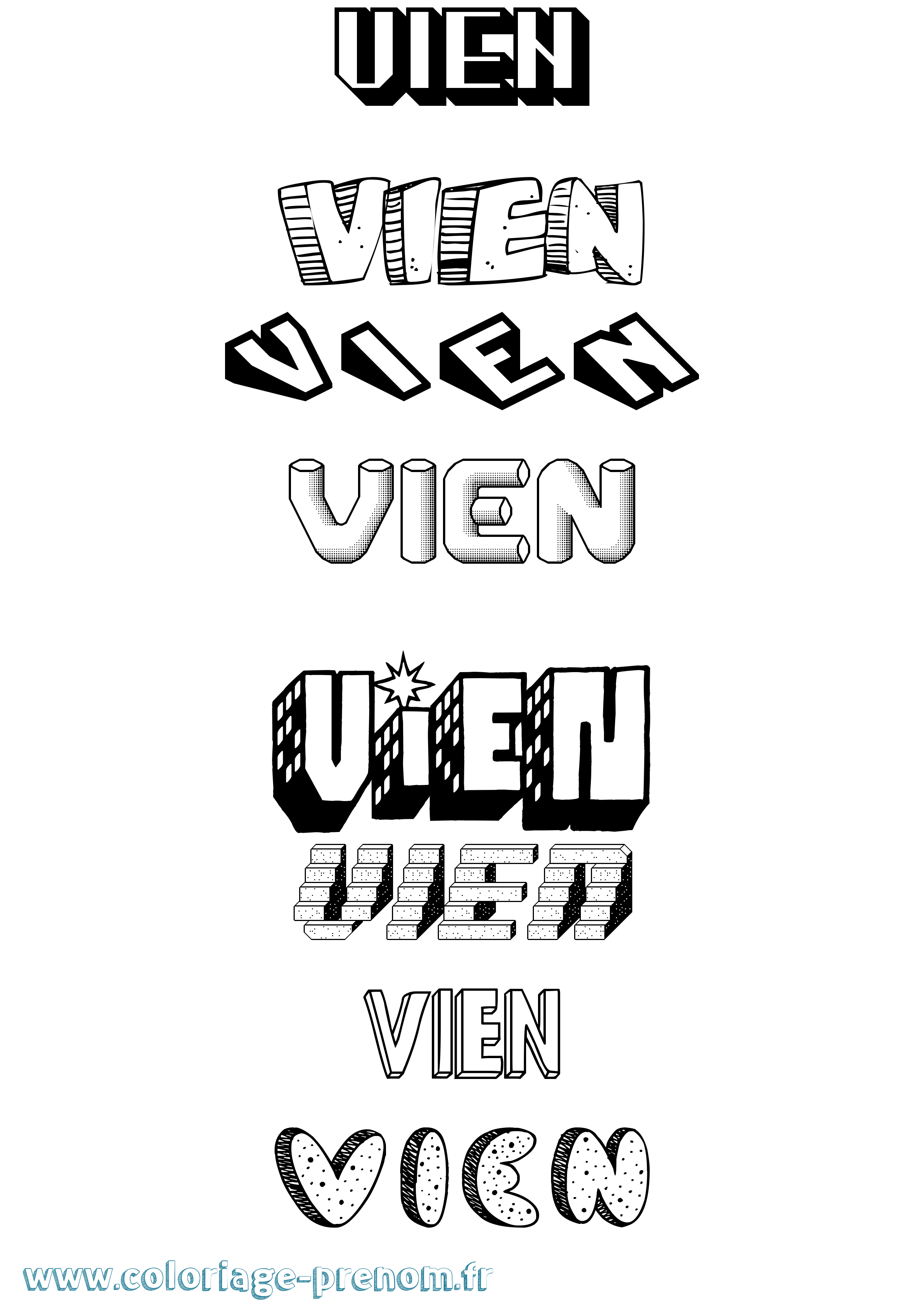 Coloriage Vien Effet 3D Coloriage prénom Vien Effet 3D