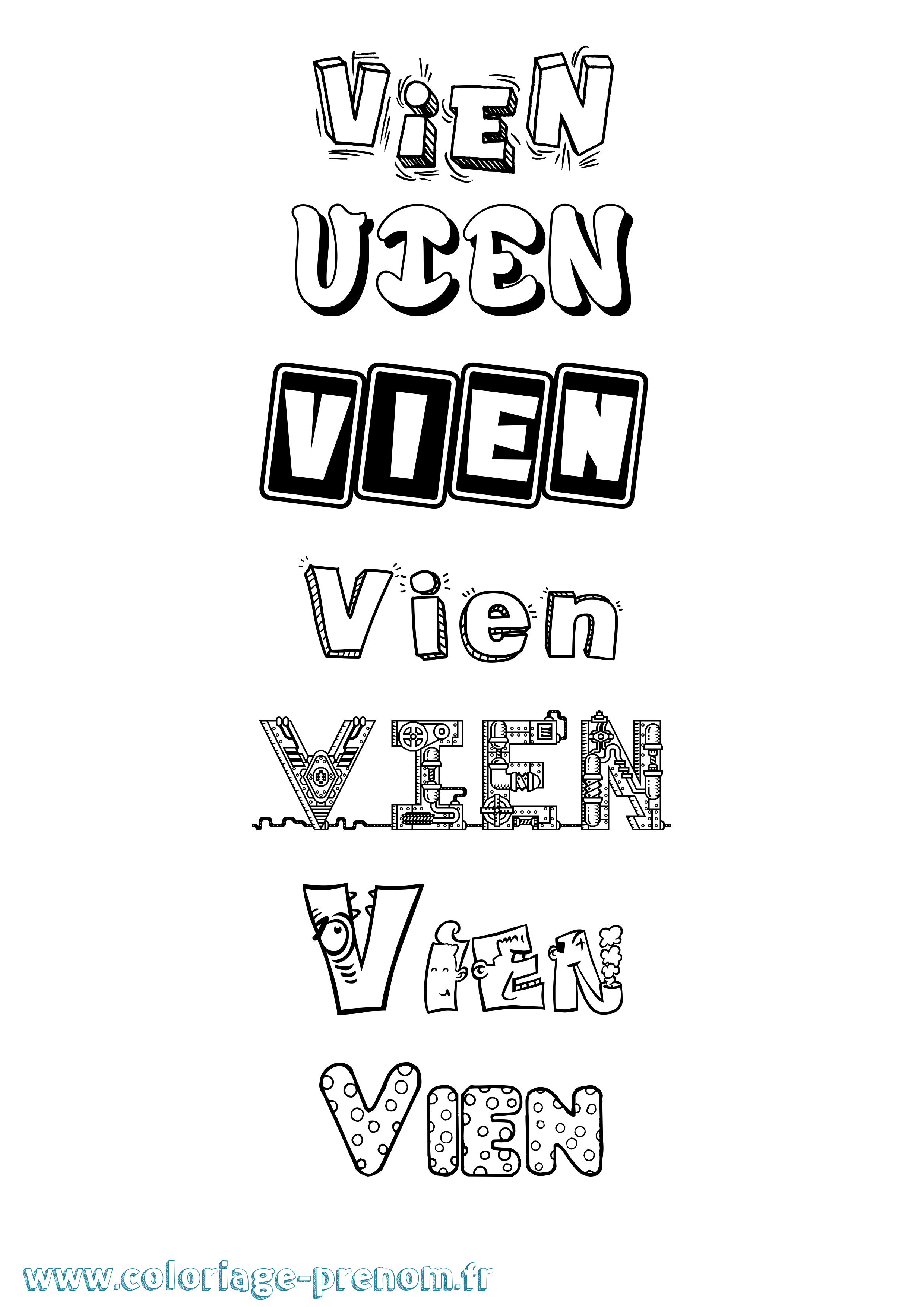 Coloriage Vien Fun Coloriage prénom Vien Fun