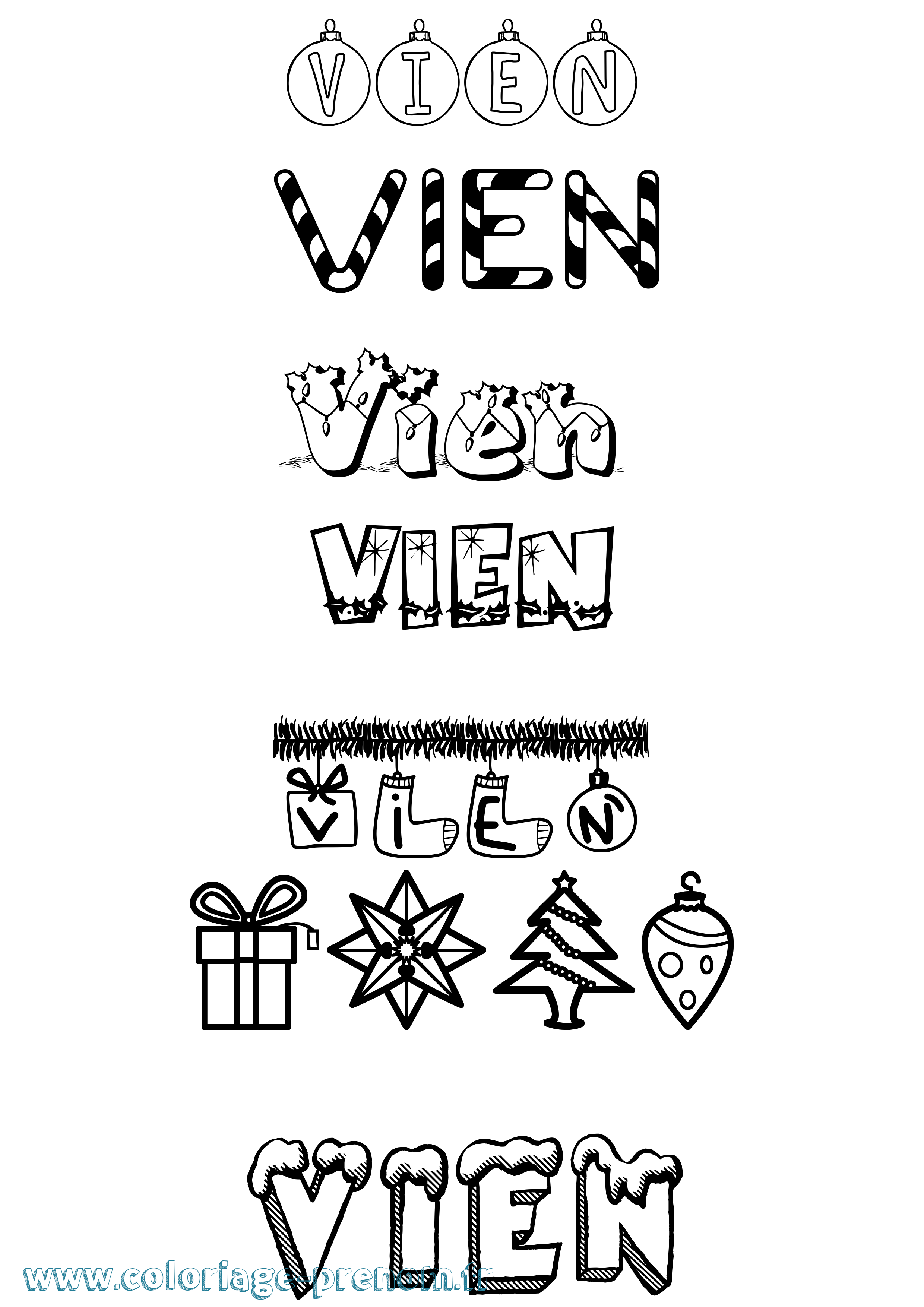 Coloriage Vien Noël Coloriage prénom Vien Noël