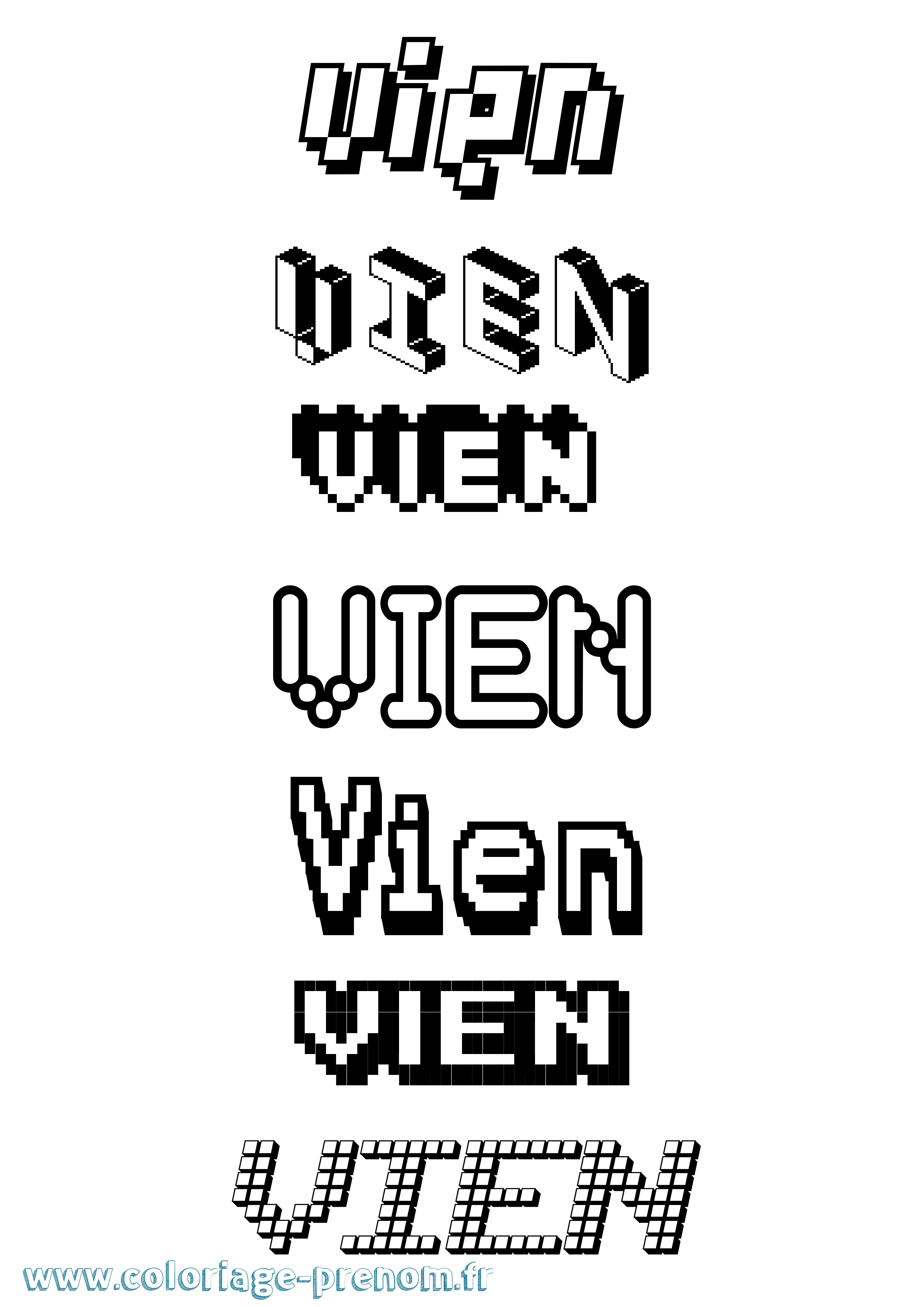 Coloriage Vien Pixel Coloriage prénom Vien Pixel