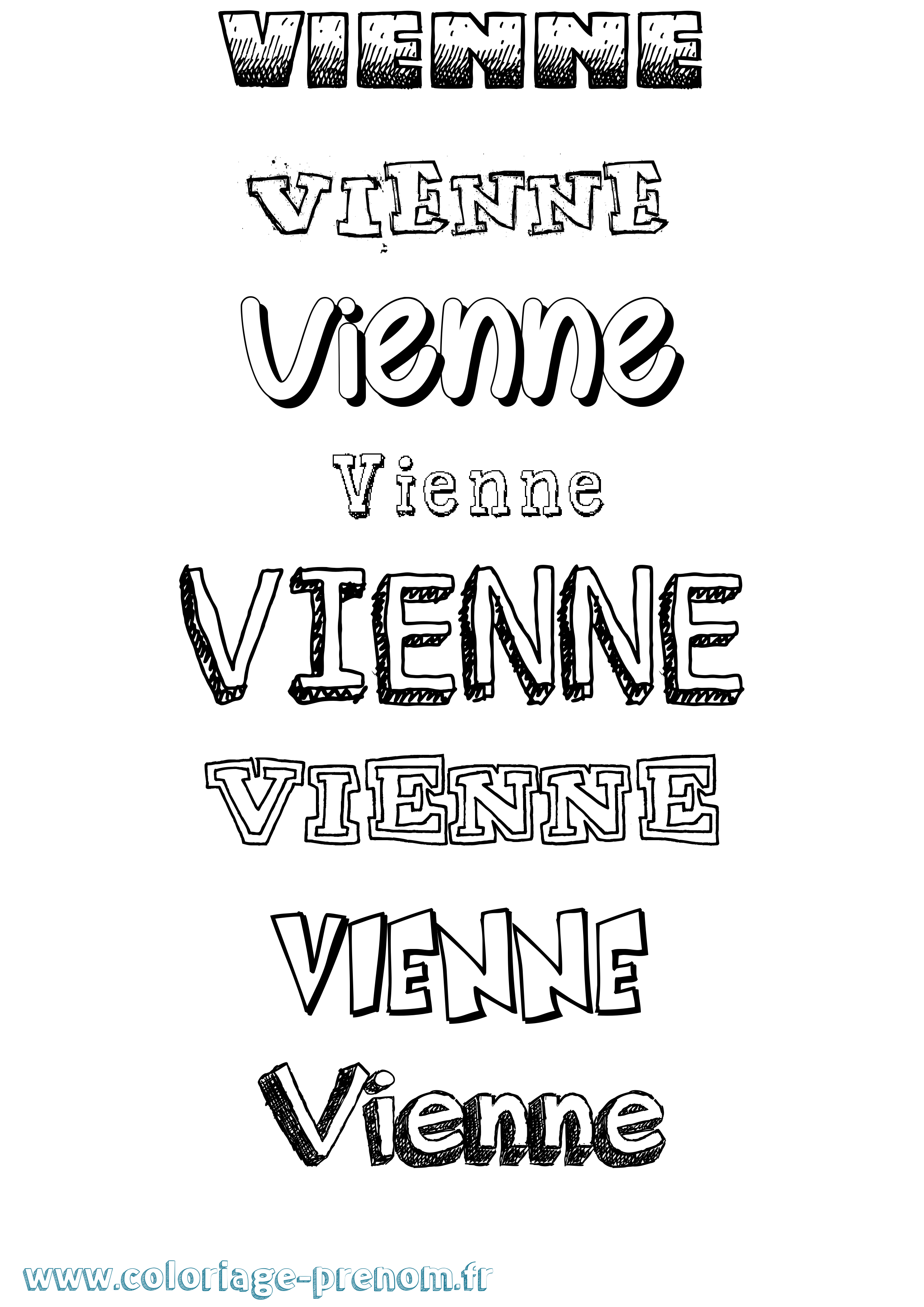 Coloriage prénom Vienne Dessiné
