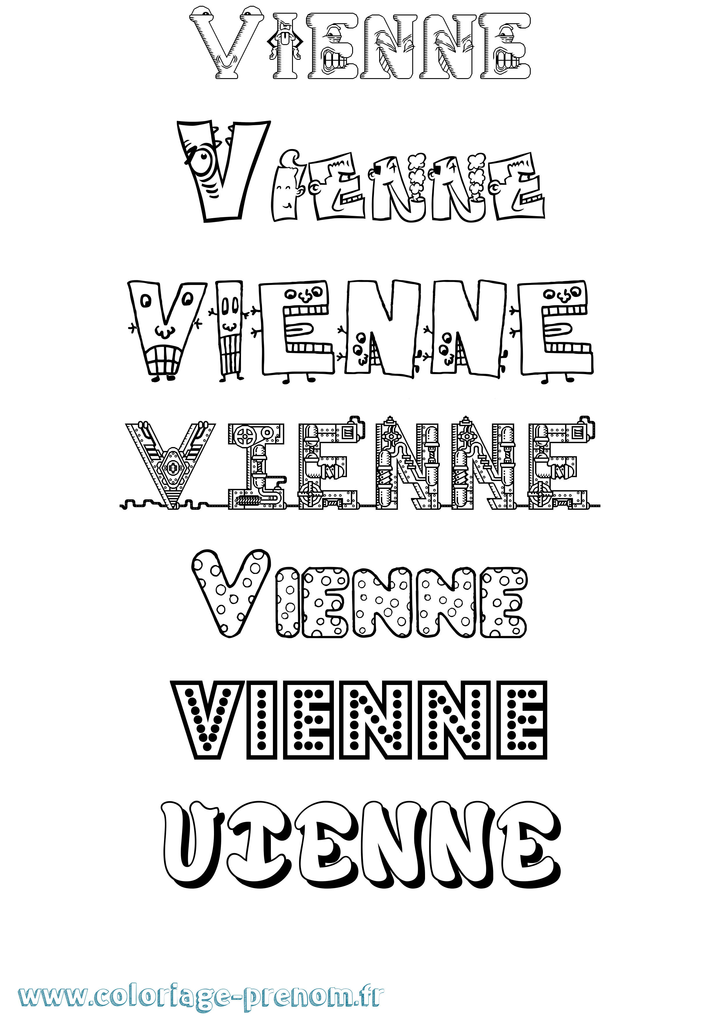 Coloriage prénom Vienne Fun