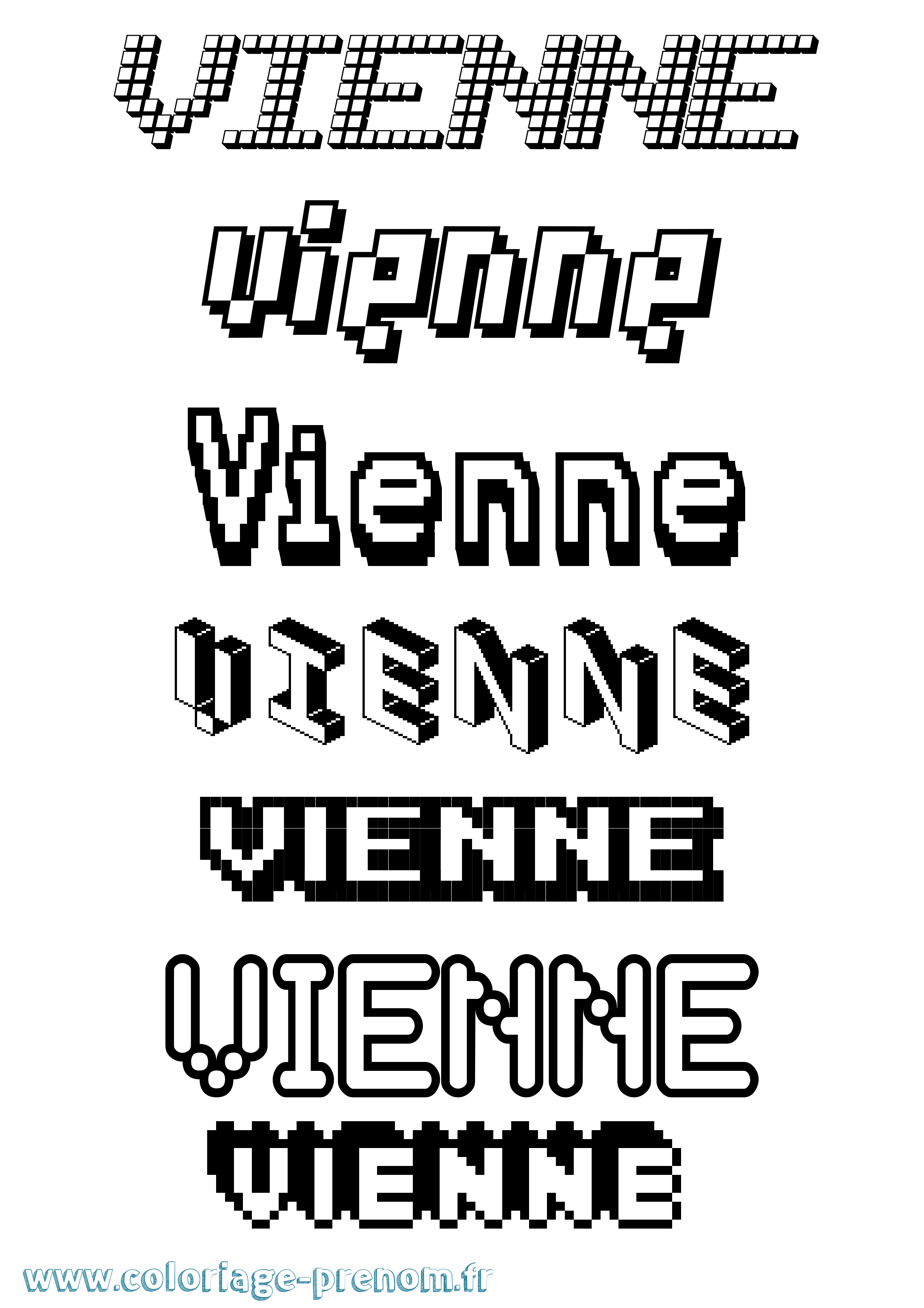 Coloriage prénom Vienne Pixel