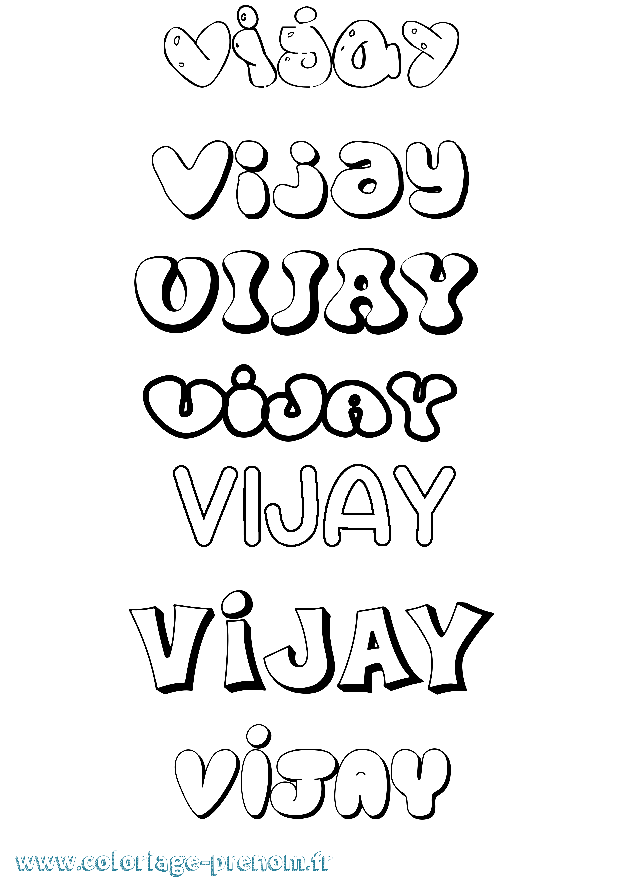 Coloriage prénom Vijay Bubble
